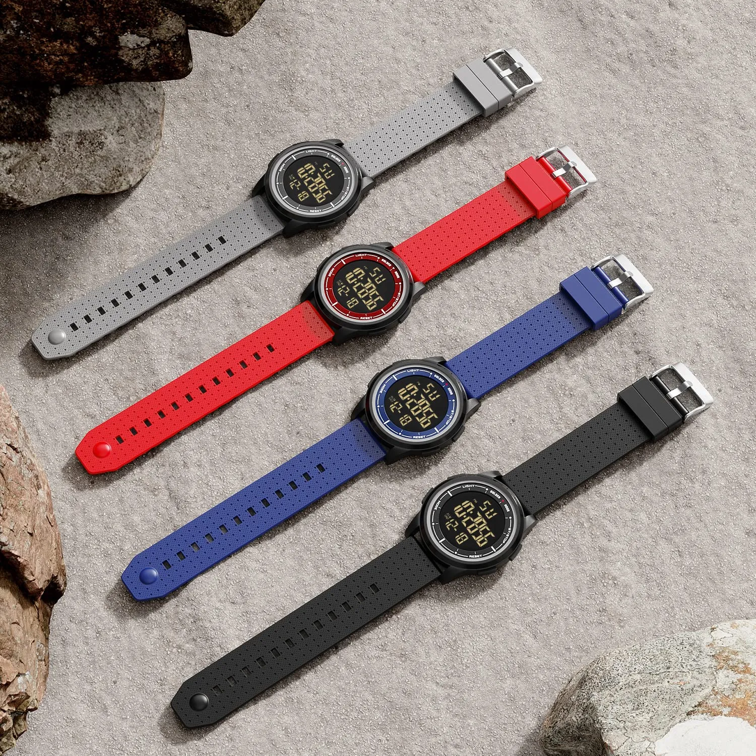 GOLDEN HOUR GH1313 Orologio Digitale Sport Ultra-Sottile Impermeabile con Cinturino in Gomma - immagine 6