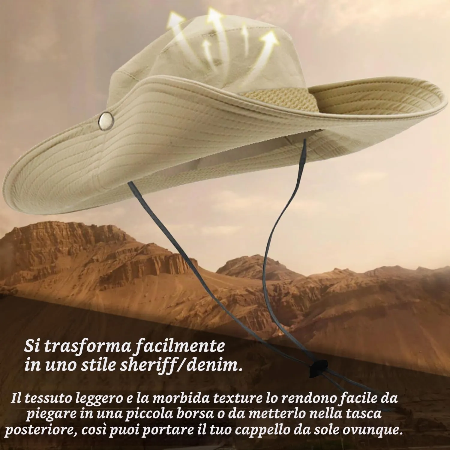 Favuit Cappello Boonie Pieghevole da Pescatore per Uomo e Donna, Protezione Solare a Tesa Larga per Outdoor, Safari, Pesca, Campeggio e Trekking - immagine 3
