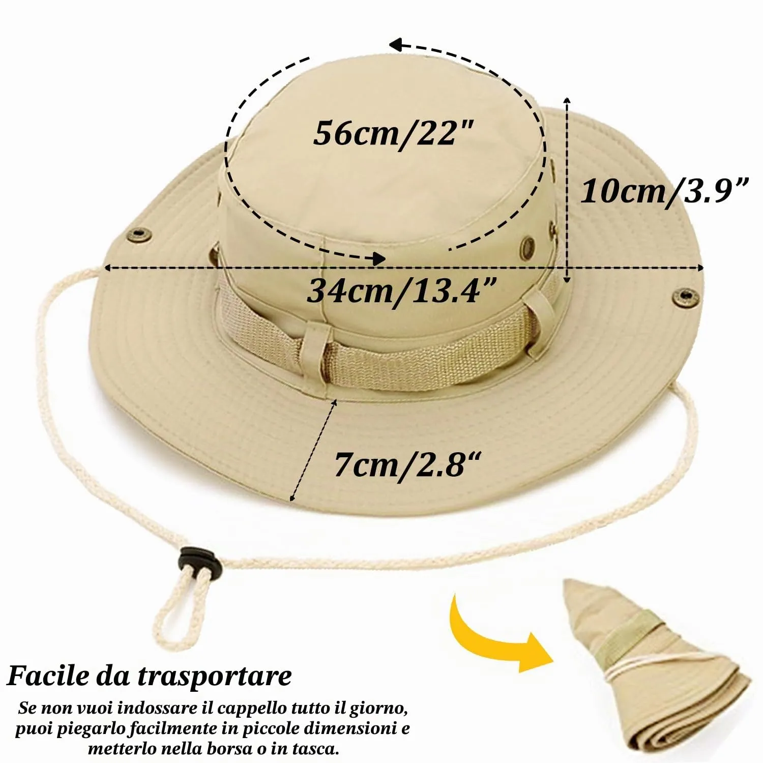 Favuit Cappello Boonie Pieghevole da Pescatore per Uomo e Donna, Protezione Solare a Tesa Larga per Outdoor, Safari, Pesca, Campeggio e Trekking - immagine 6