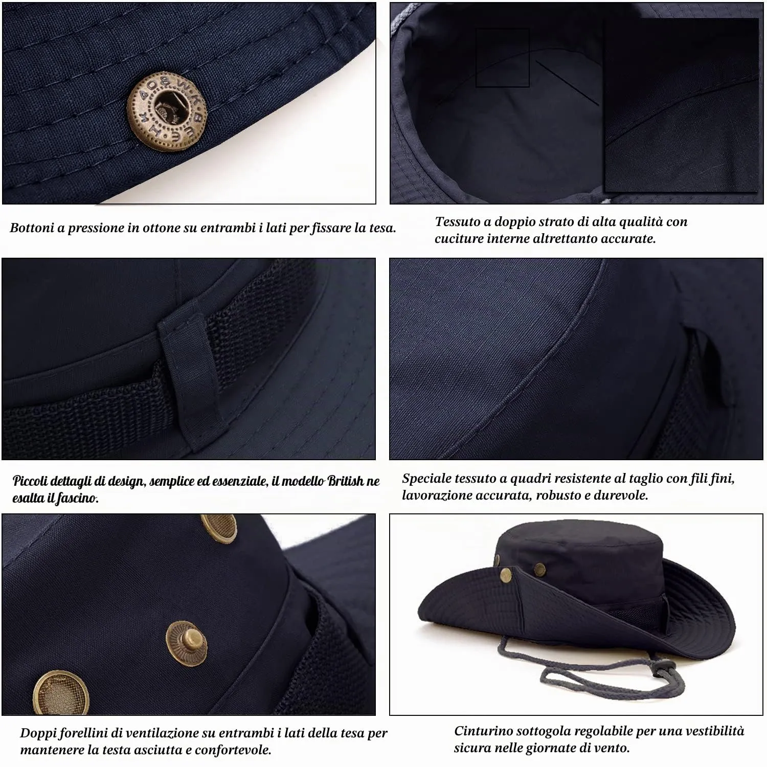 Favuit Cappello Boonie Pieghevole a Tesa Larga per Uomo e Donna - immagine 4
