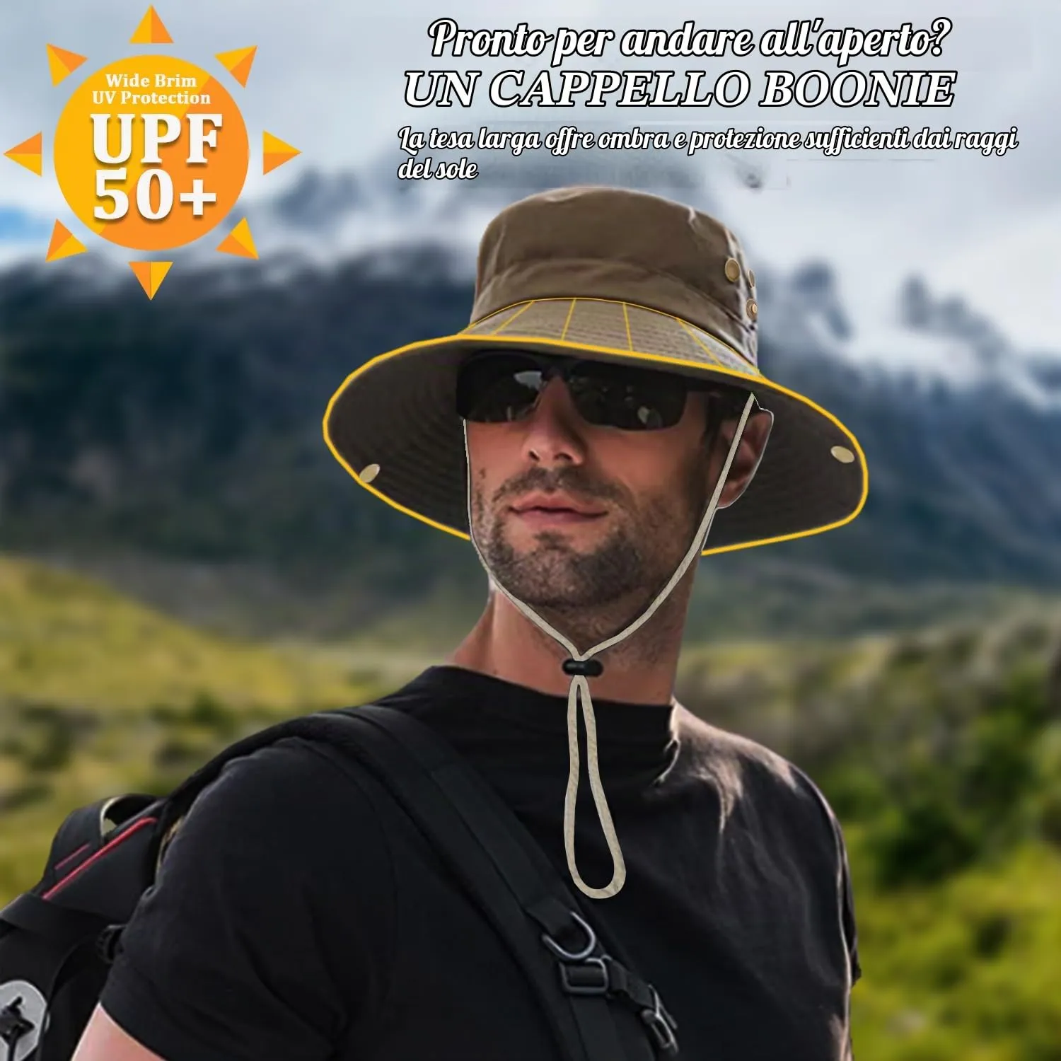 Favuit Cappello Boonie Pieghevole da Pescatore Unisex a Tesa Larga per Esterni, Safari, Pesca, Campeggio e Trekking - immagine 2