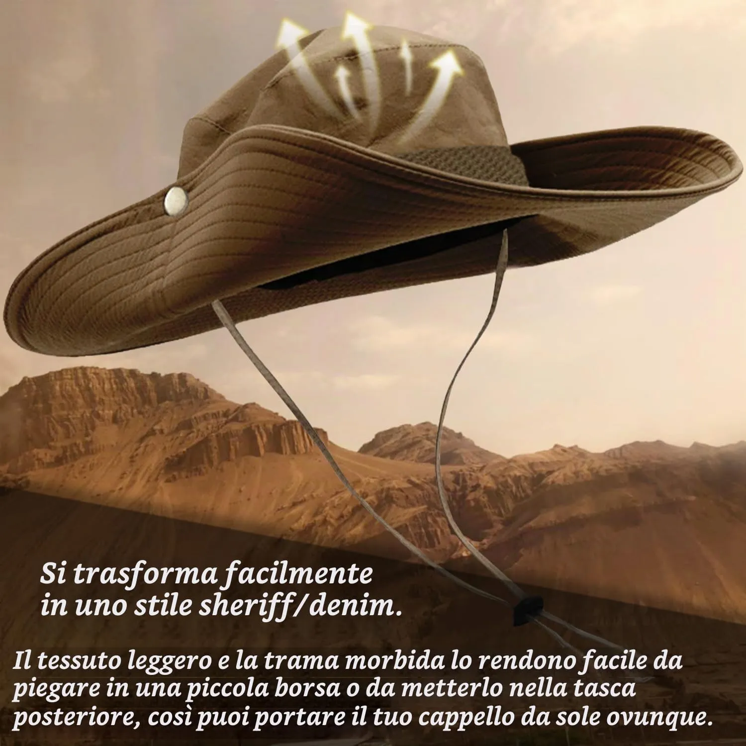 Favuit Cappello Boonie Pieghevole da Pescatore Unisex a Tesa Larga per Esterni, Safari, Pesca, Campeggio e Trekking - immagine 3