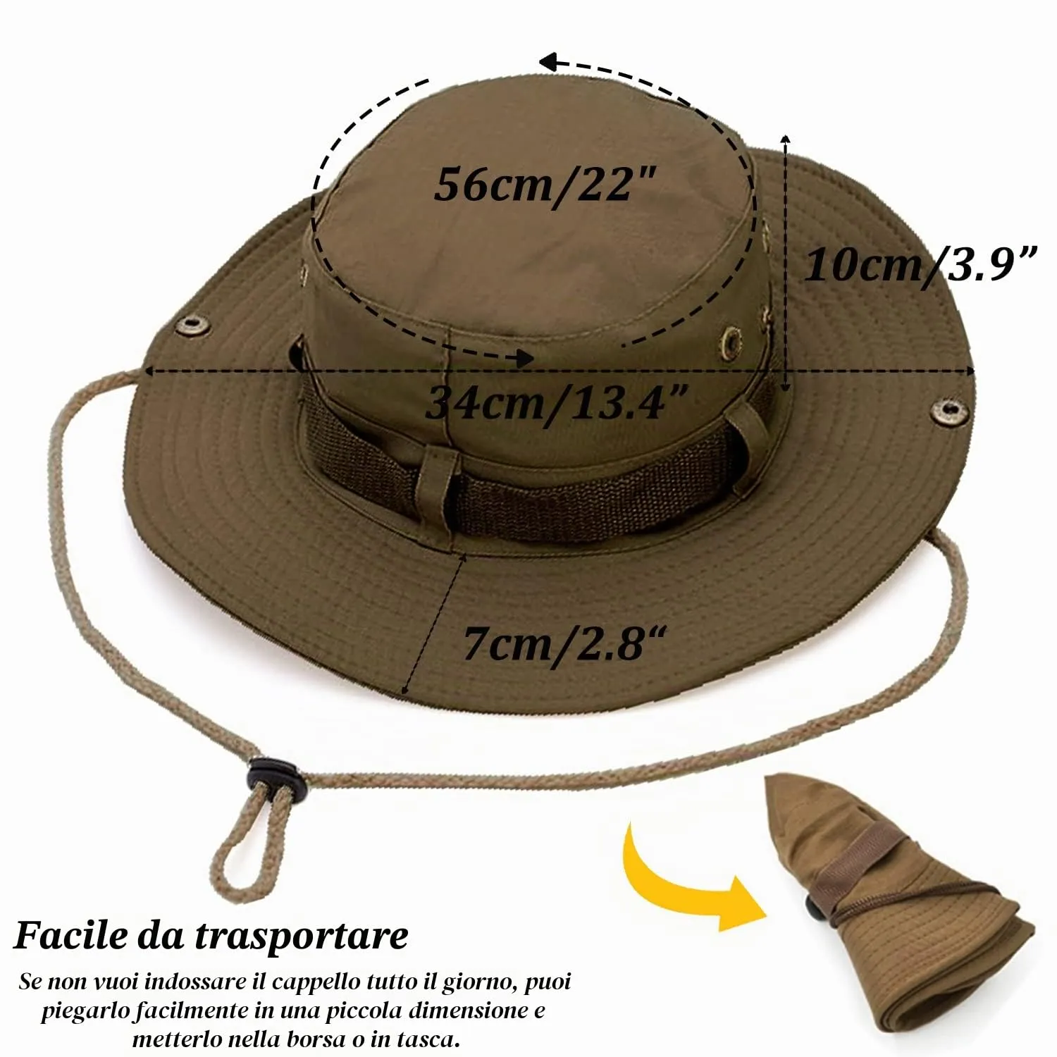 Favuit Cappello Boonie Pieghevole da Pescatore Unisex a Tesa Larga per Esterni, Safari, Pesca, Campeggio e Trekking - immagine 6
