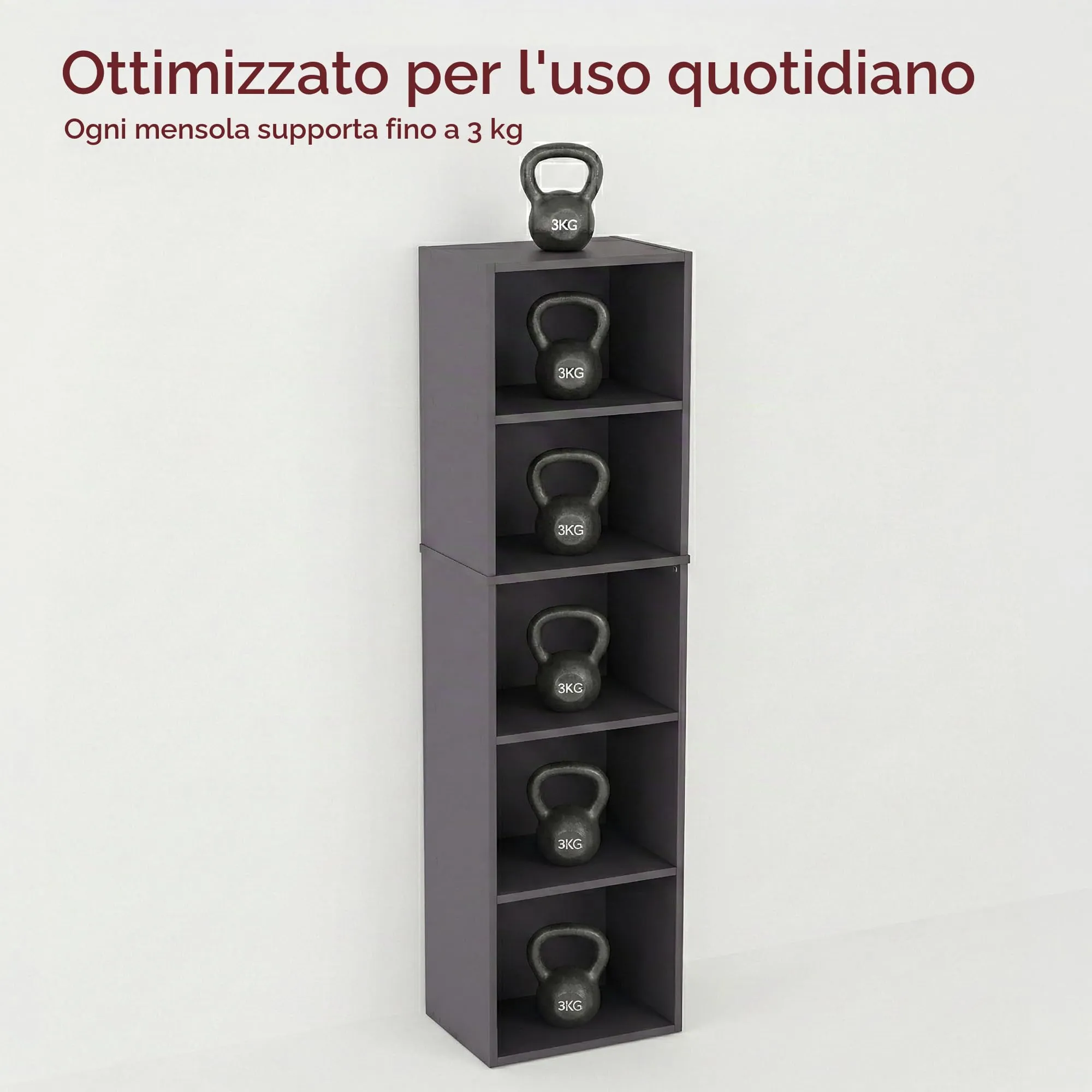 Vida Designs Oxford Libreria a Cubi a 5 Ripiani in Legno, Grigio - immagine 4