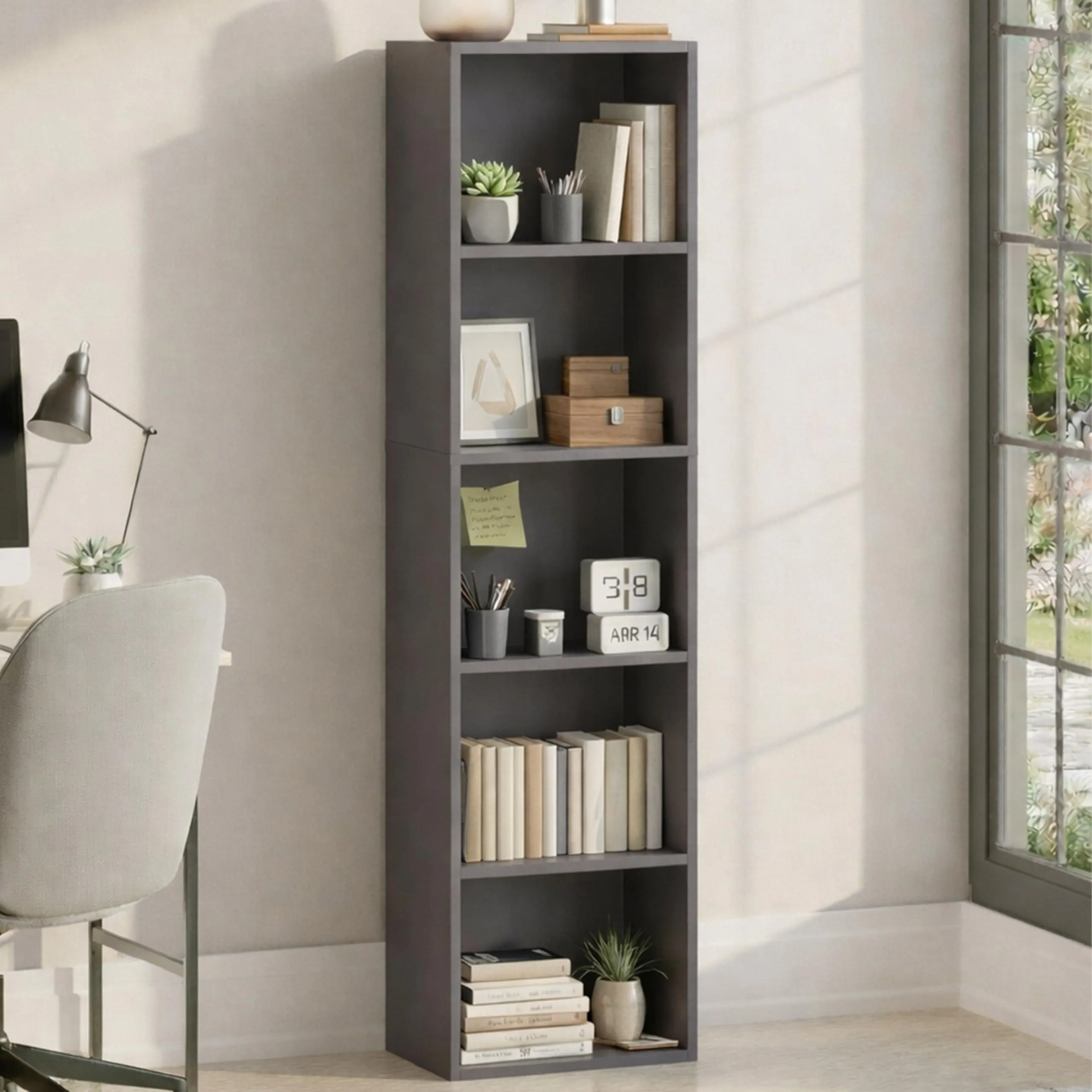 Vida Designs Oxford Libreria a Cubi a 5 Ripiani in Legno, Grigio - immagine 8