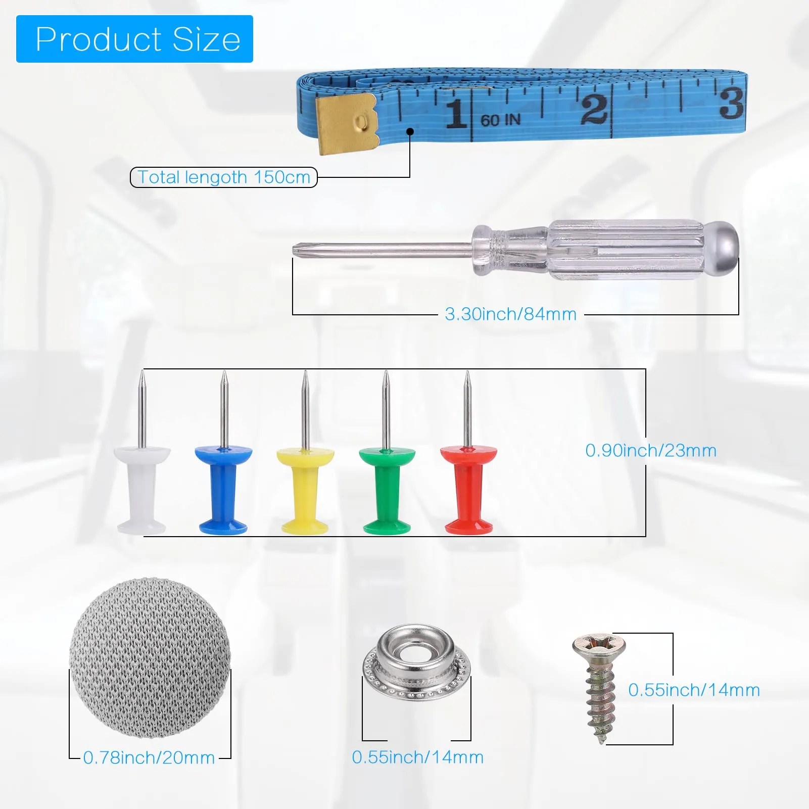 Zocipro Kit Riparazione Cielo Auto, 65 Pezzi - immagine 2