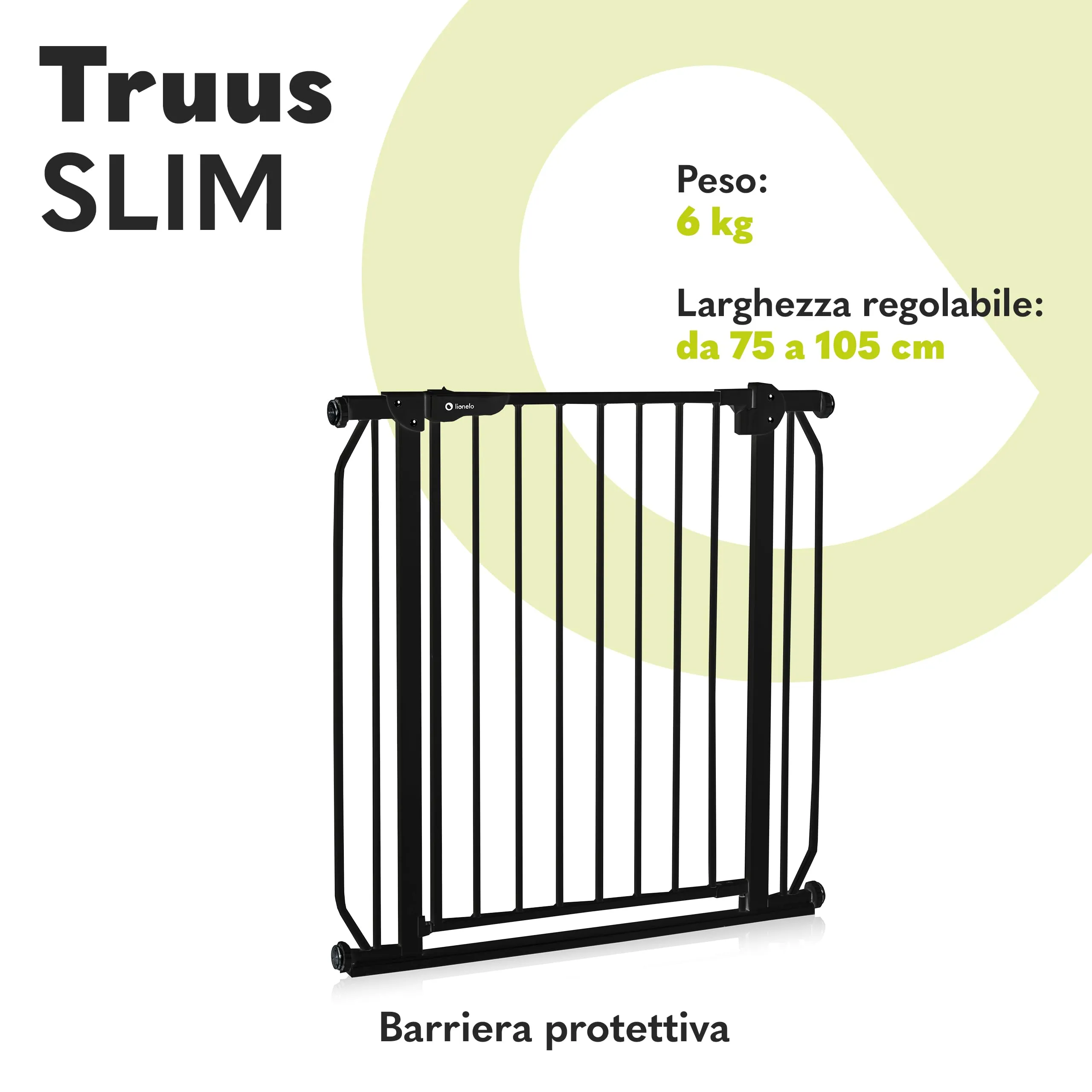 Lionelo Truus Slim Cancelletto di Sicurezza, Larghezza Regolabile 75-105 cm, Nero - immagine 2
