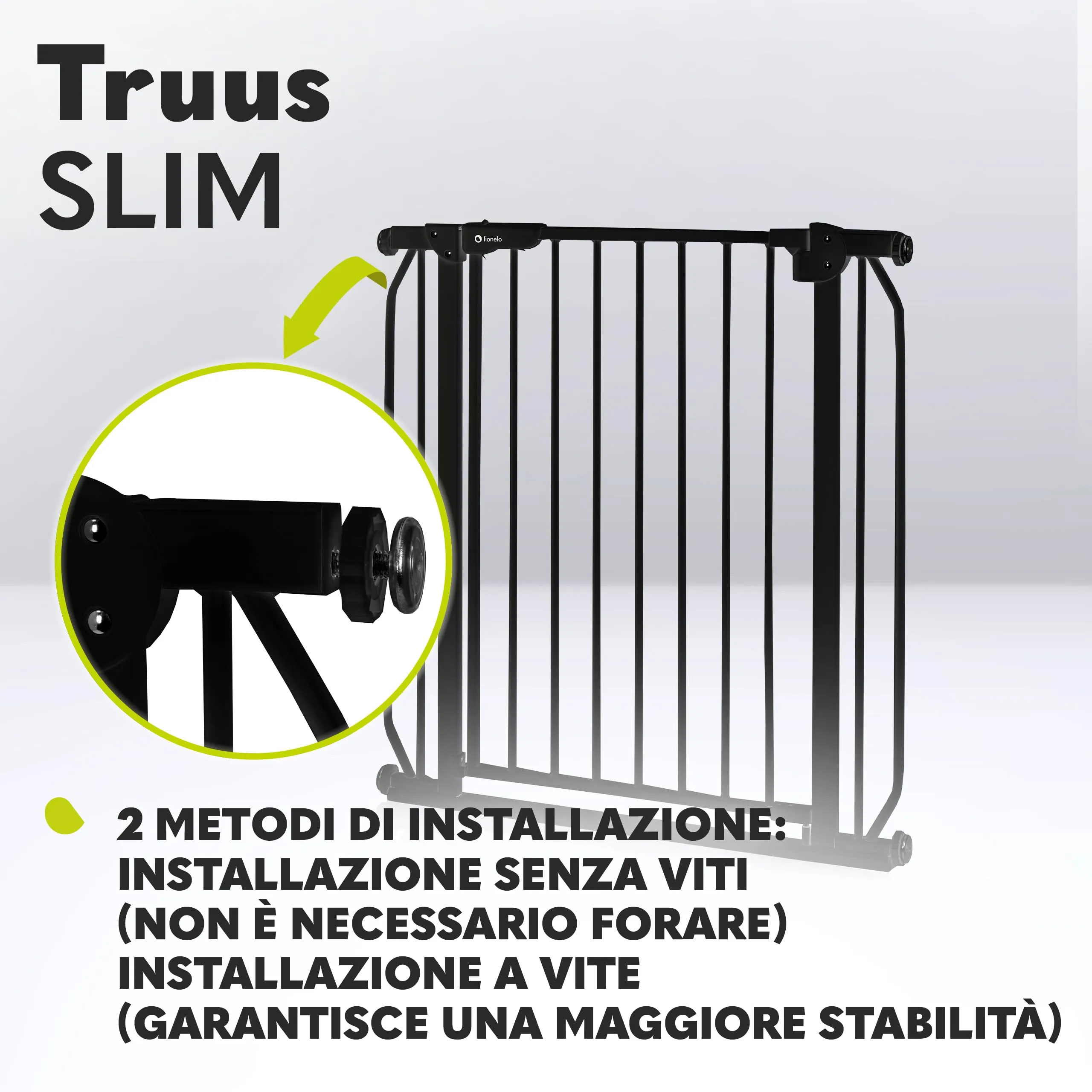 Lionelo Truus Slim Cancelletto di Sicurezza, Larghezza Regolabile 75-105 cm, Nero - immagine 3