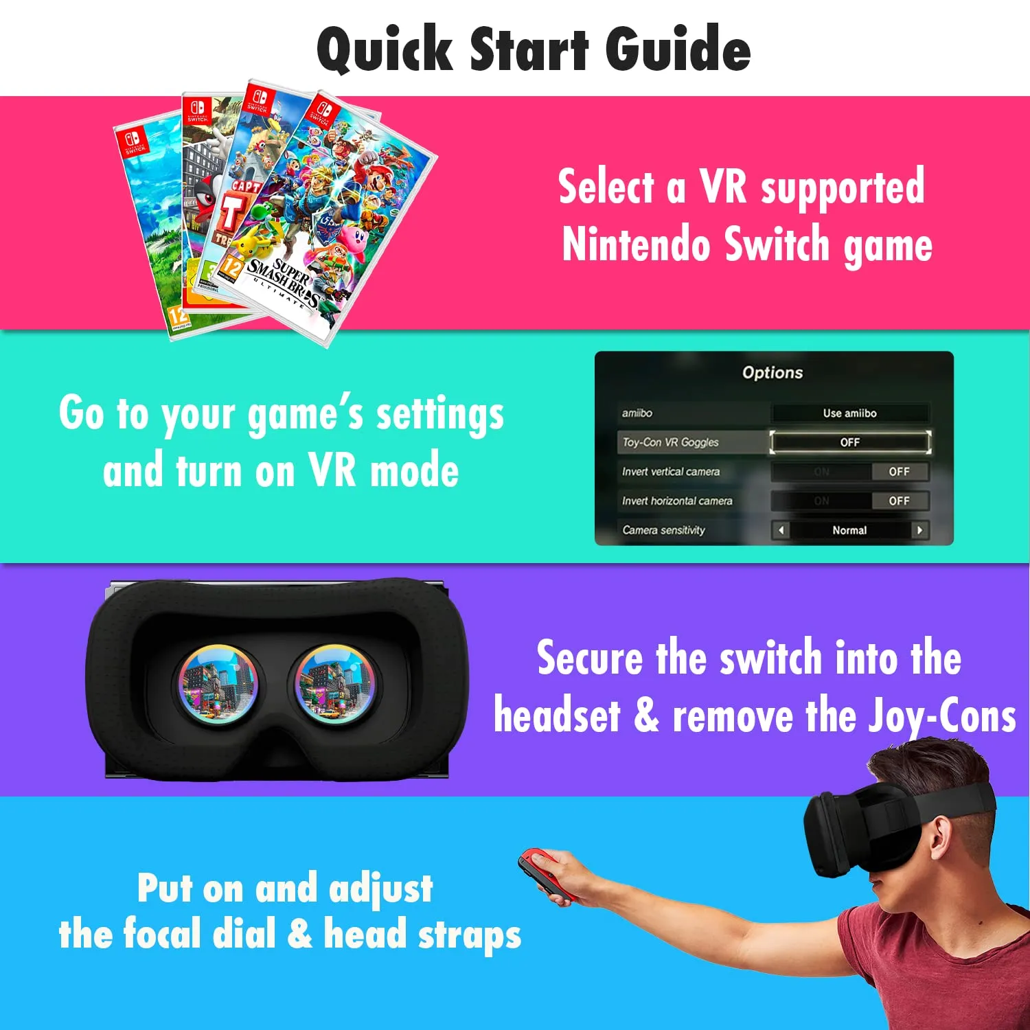 Orzly Occhiali 3D VR per Nintendo Switch e Switch OLED - immagine 7