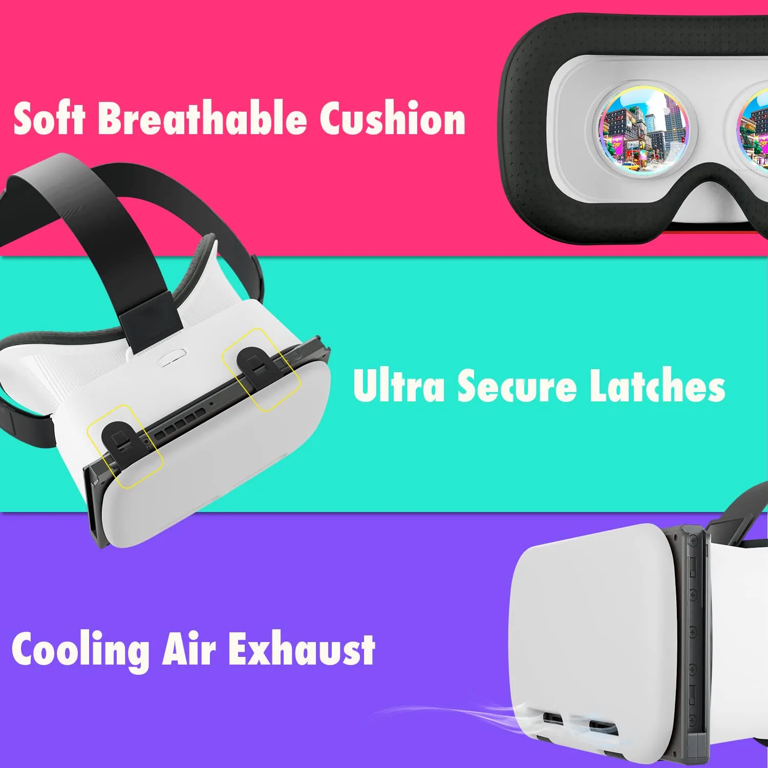 Orzly VR Headset per Nintendo Switch e Switch OLED, lenti regolabili, Bianco - immagine 3