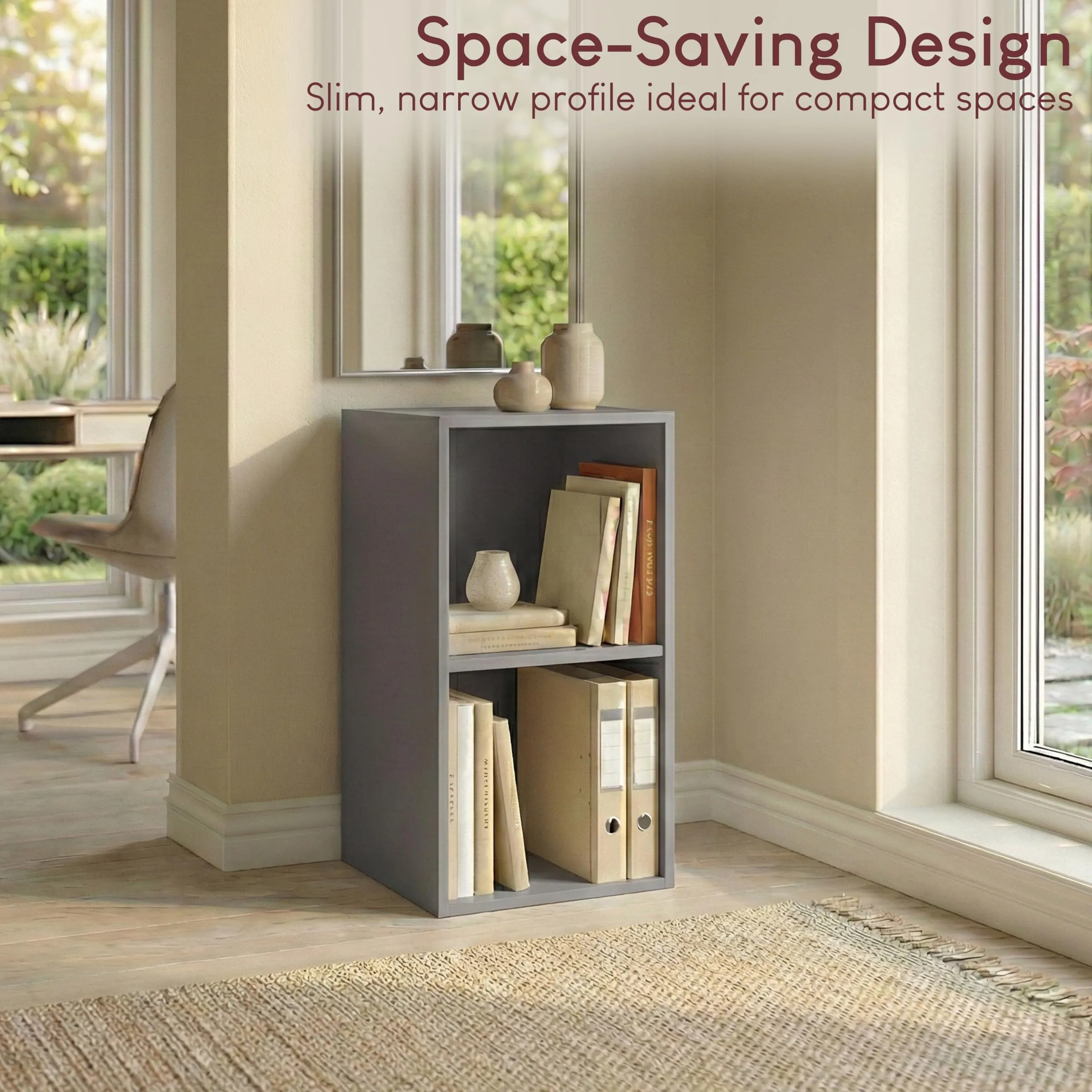 Vida Designs Oxford Libreria a Cubo 2 Ripiani, H54xW32xD24cm (Grigio) - immagine 2