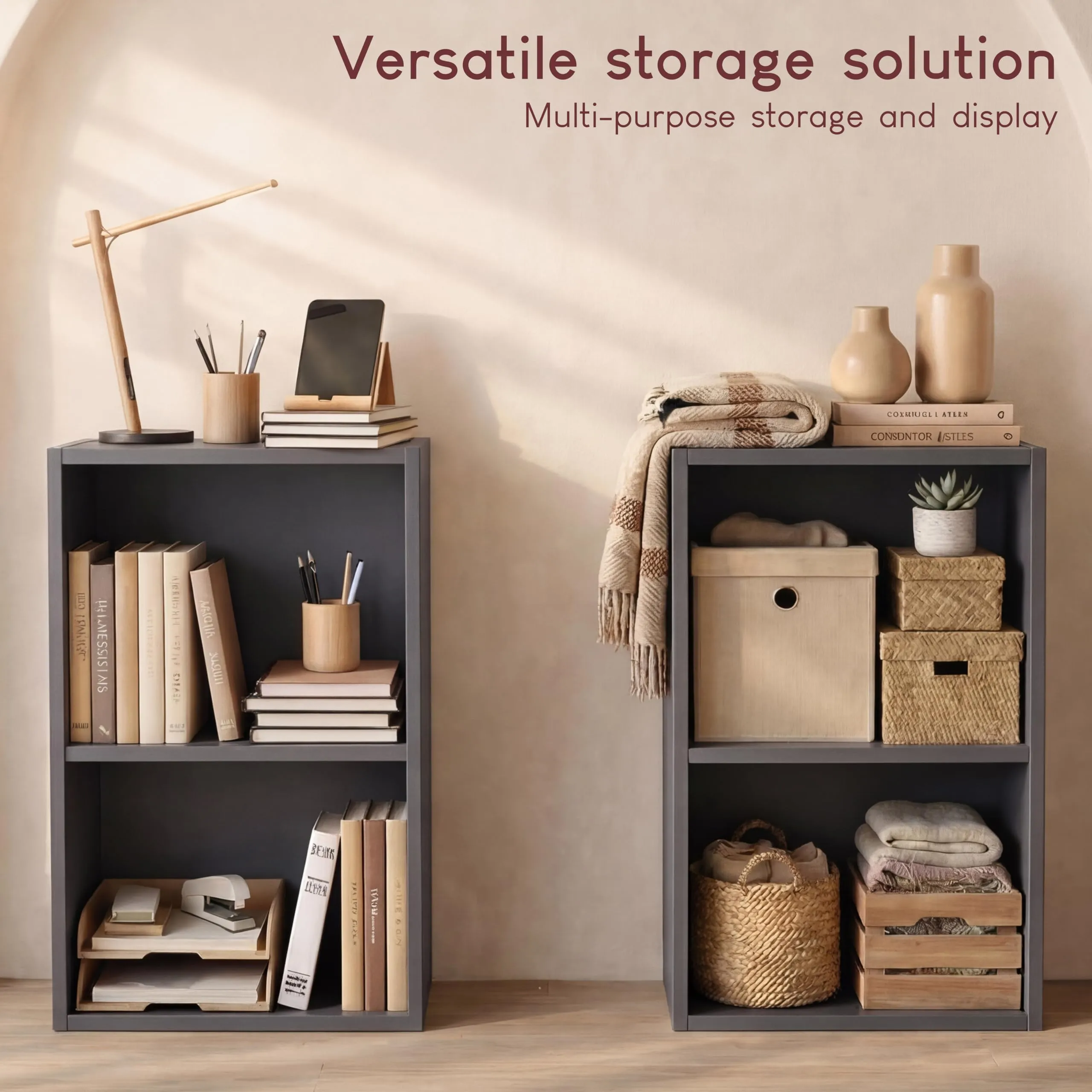 Vida Designs Oxford Libreria a Cubo 2 Ripiani, H54xW32xD24cm (Grigio) - immagine 3