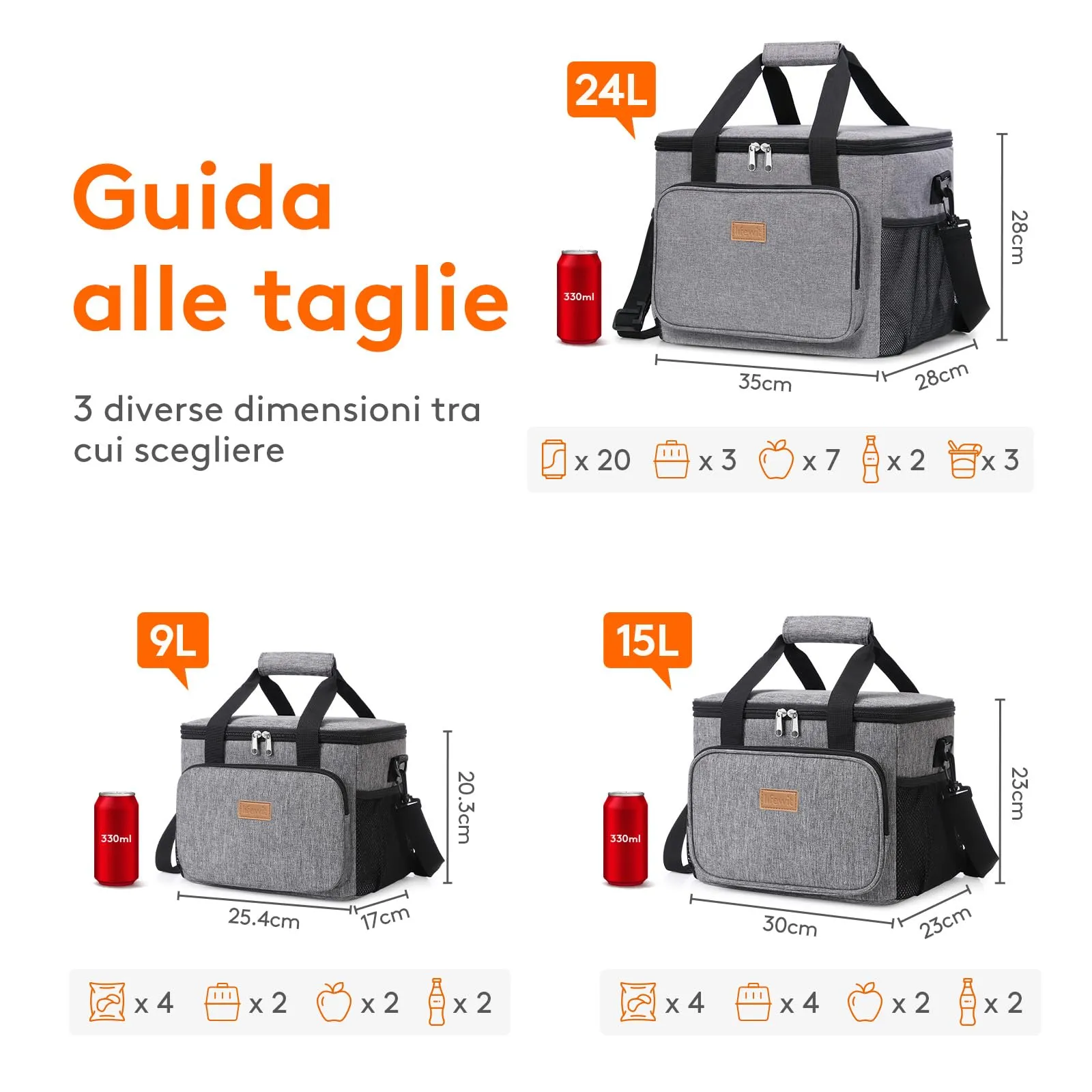 Lifewit Borsa Termica Porta Pranzo 15L - immagine 4