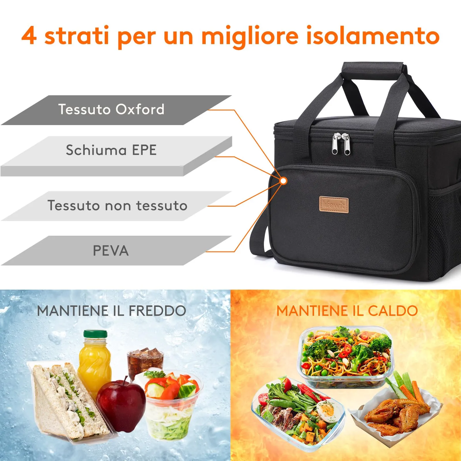 Lifewit Borsa Termica Porta Pranzo 15L - immagine 2