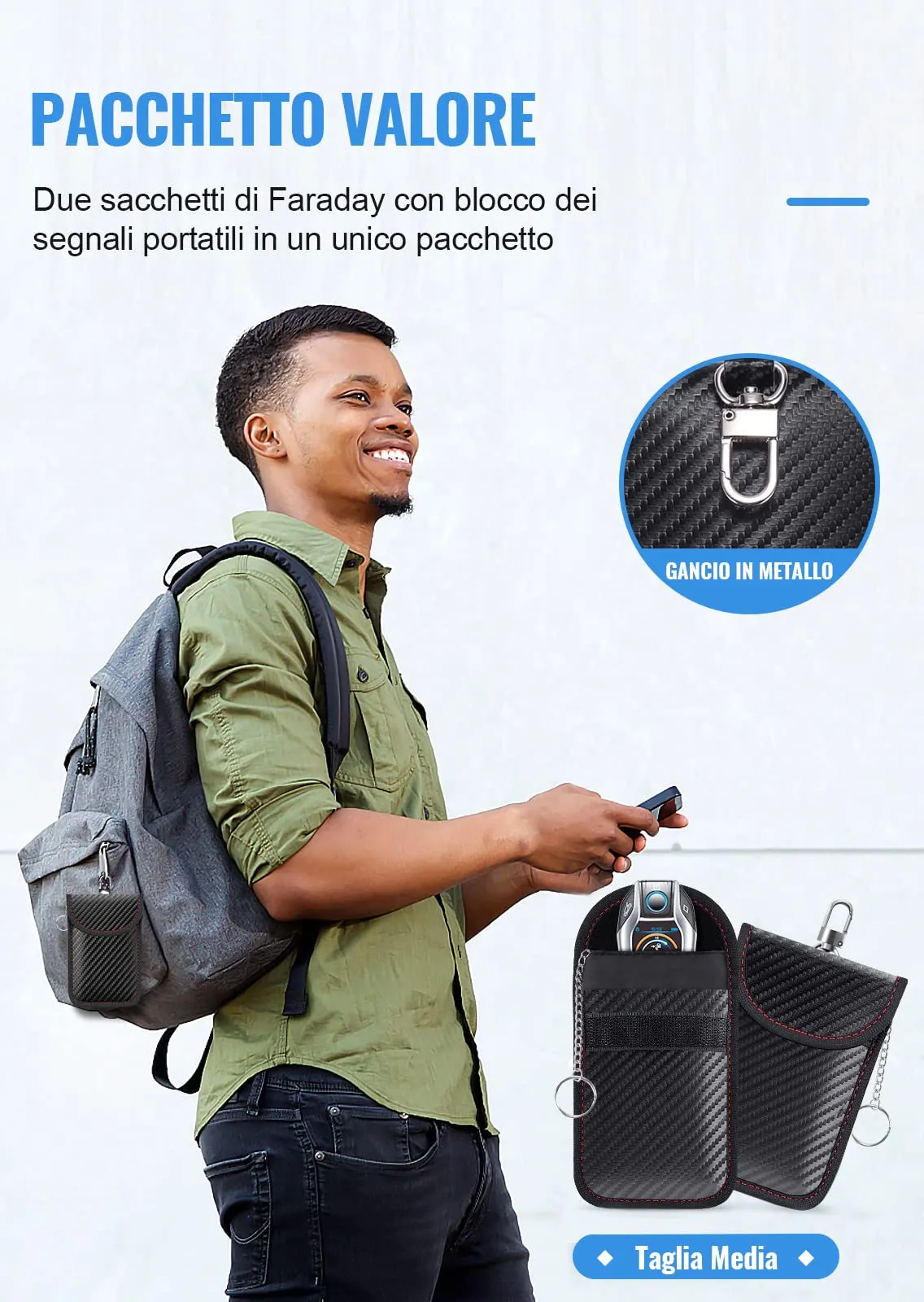 lanpard Custodia Portachiavi Auto RFID Keyless Antifurto, 2 Pack - immagine 5