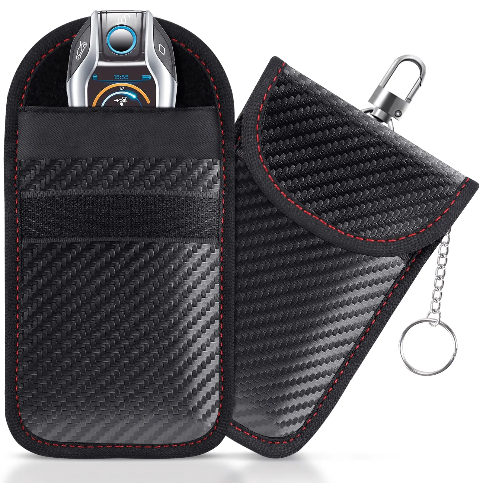 lanpard Borsa Faraday RFID, 2 pezzi, Custodia di Protezione per Chiavi e Carte di Credito - immagine 1