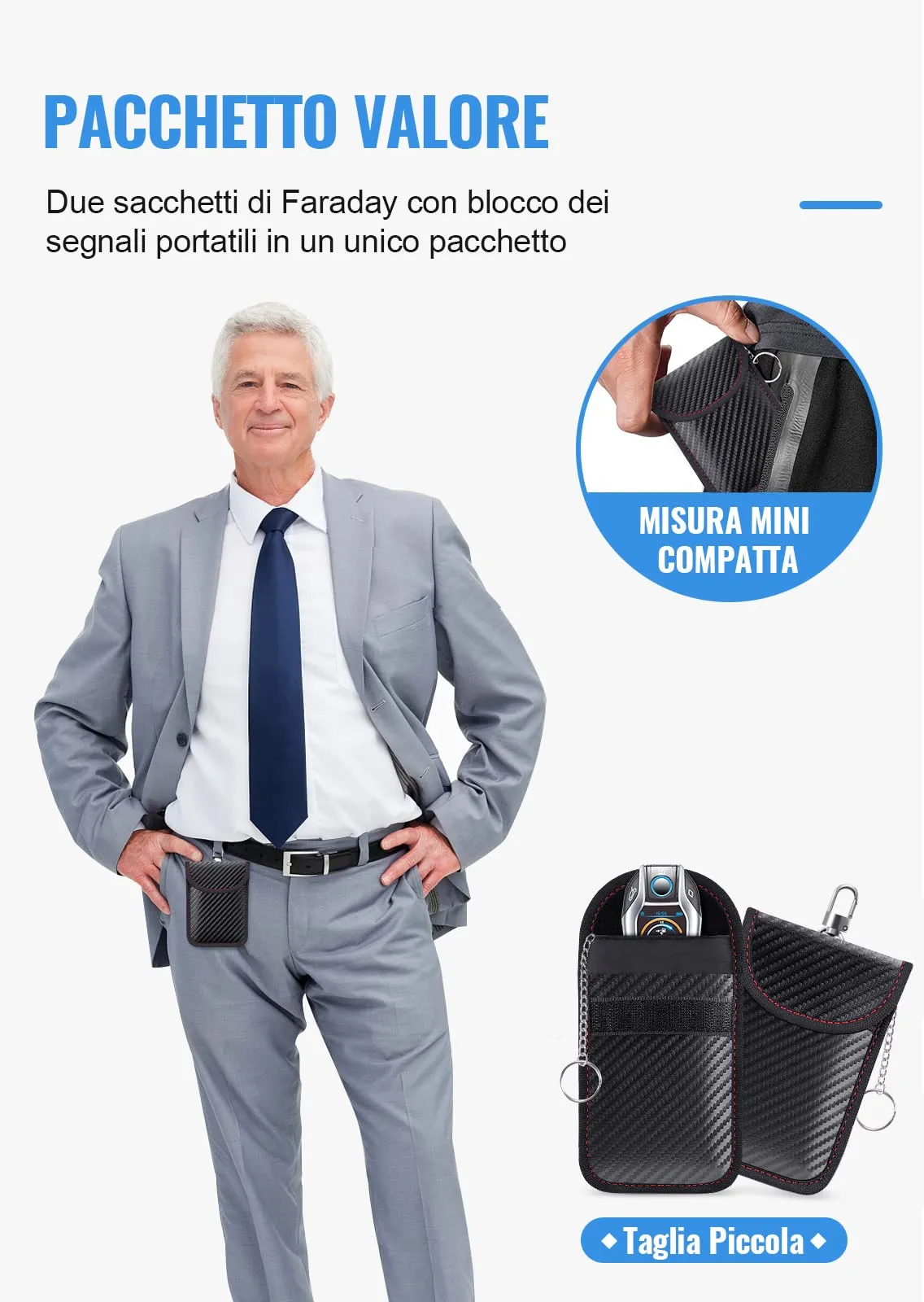 lanpard Borsa Faraday RFID, 2 pezzi, Custodia di Protezione per Chiavi e Carte di Credito - immagine 5