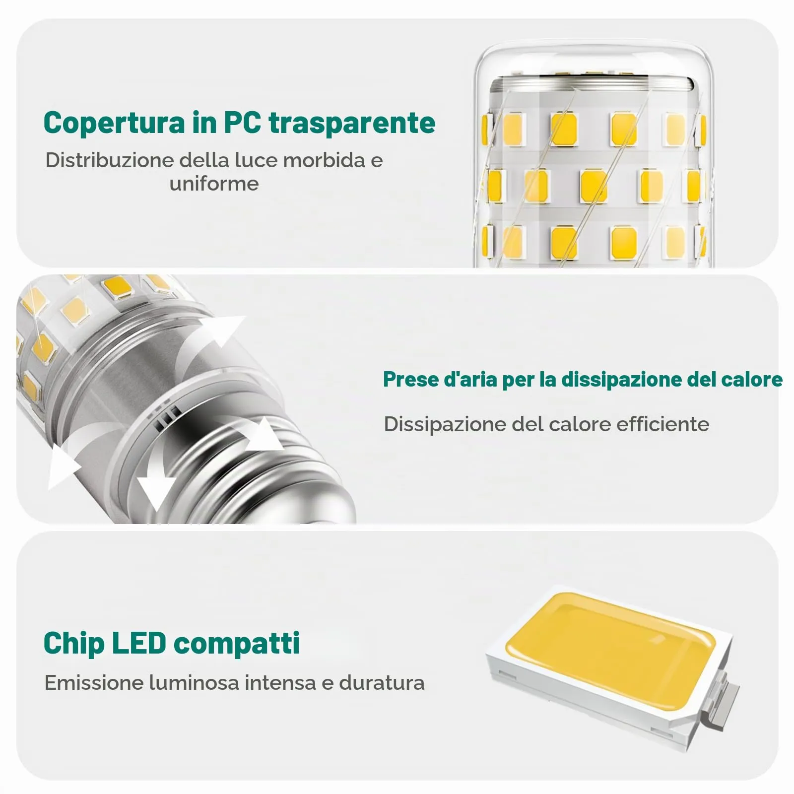 DiCUNO Lampadina LED E27 10W 4000K 1400lm, 4 Pezzi - immagine 5