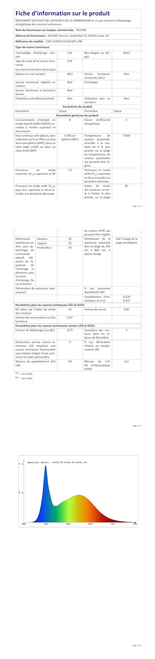 DiCUNO Lampadina LED E14 8W 6000K 1000lm, 4 Pezzi - immagine 10