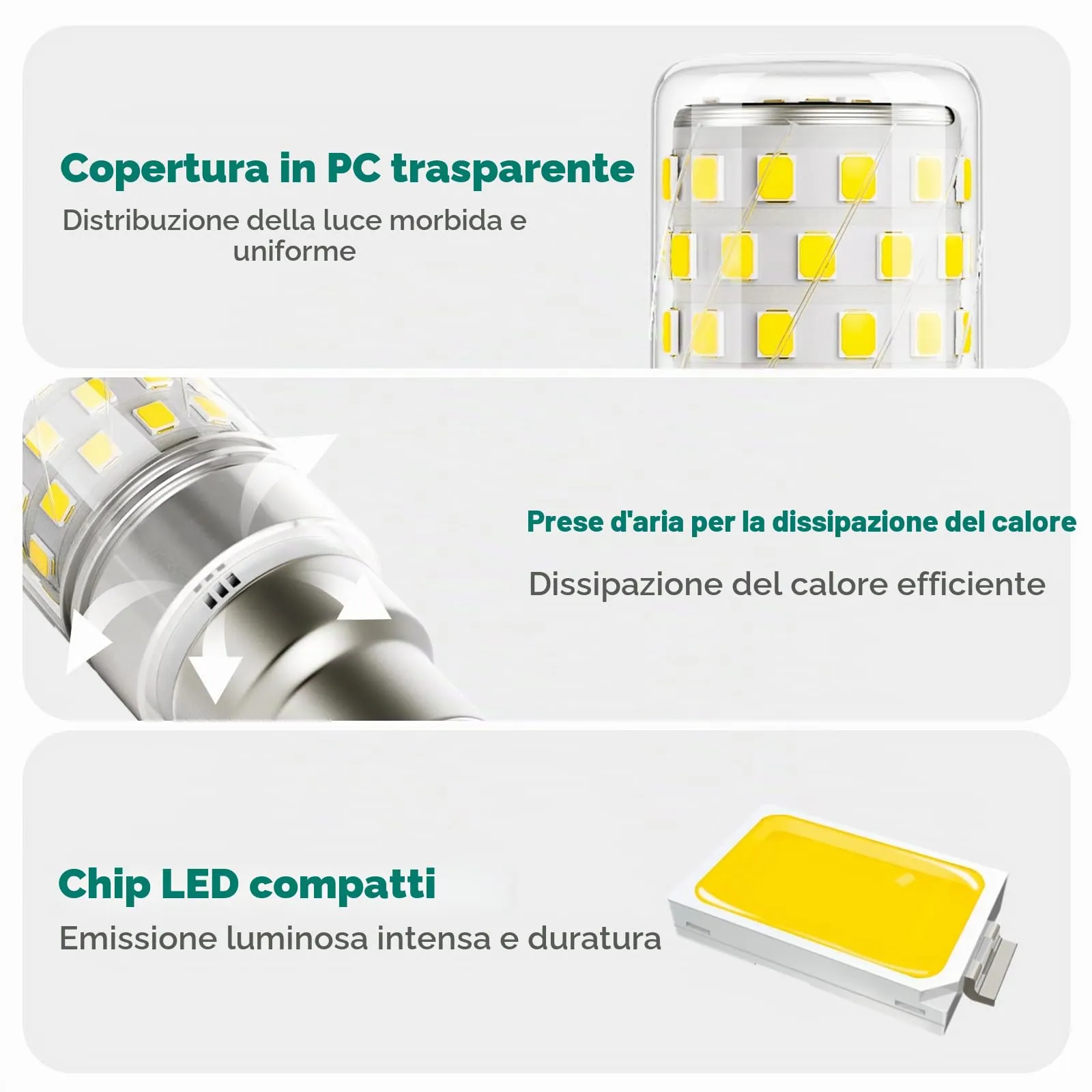 DiCUNO Lampadina LED B22 10W, 6000K, 1400lm, 2 Pezzi - immagine 5
