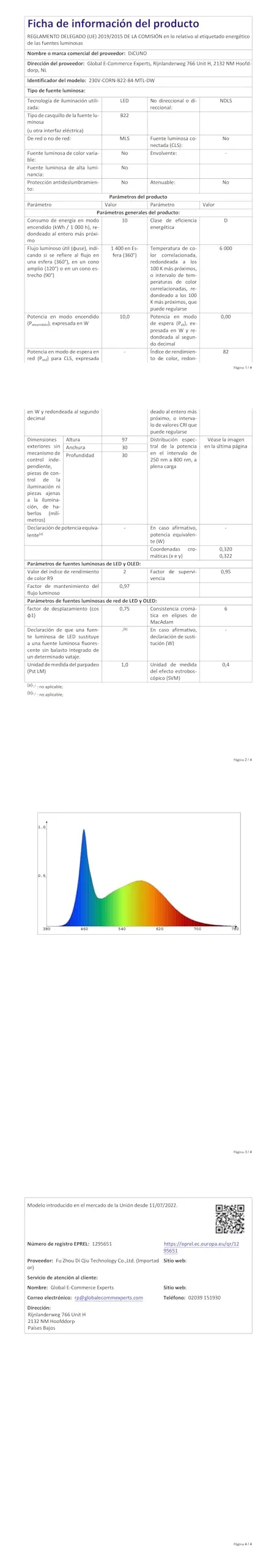 DiCUNO Lampadina LED B22 10W, 6000K, 1400lm, 2 Pezzi - immagine 9