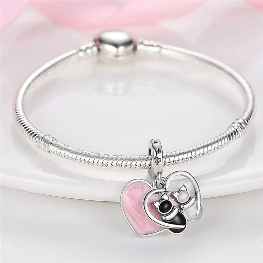 TINSLO Bead Charm Ciondolo Argento Sterling 925 con Cubic Zirconia per Braccialetti e Collane Europei - immagine 2