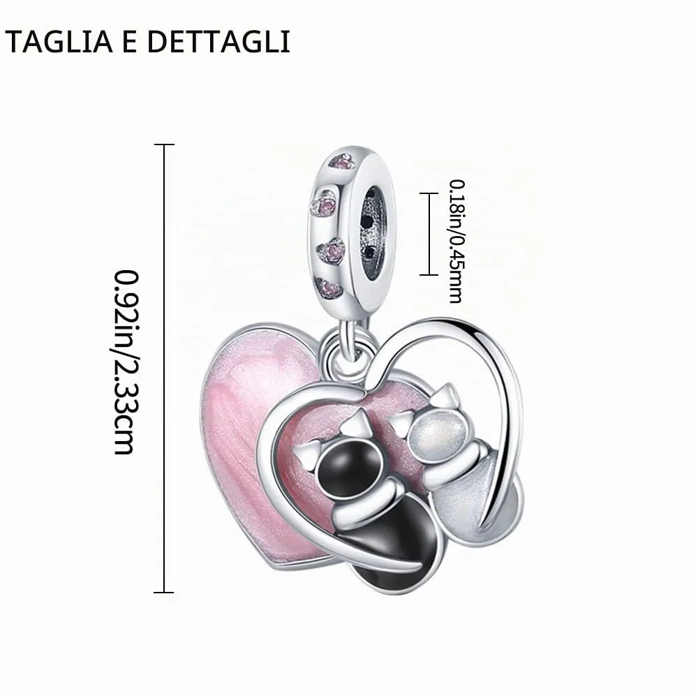 TINSLO Bead Charm Ciondolo Argento Sterling 925 con Cubic Zirconia per Braccialetti e Collane Europei - immagine 5