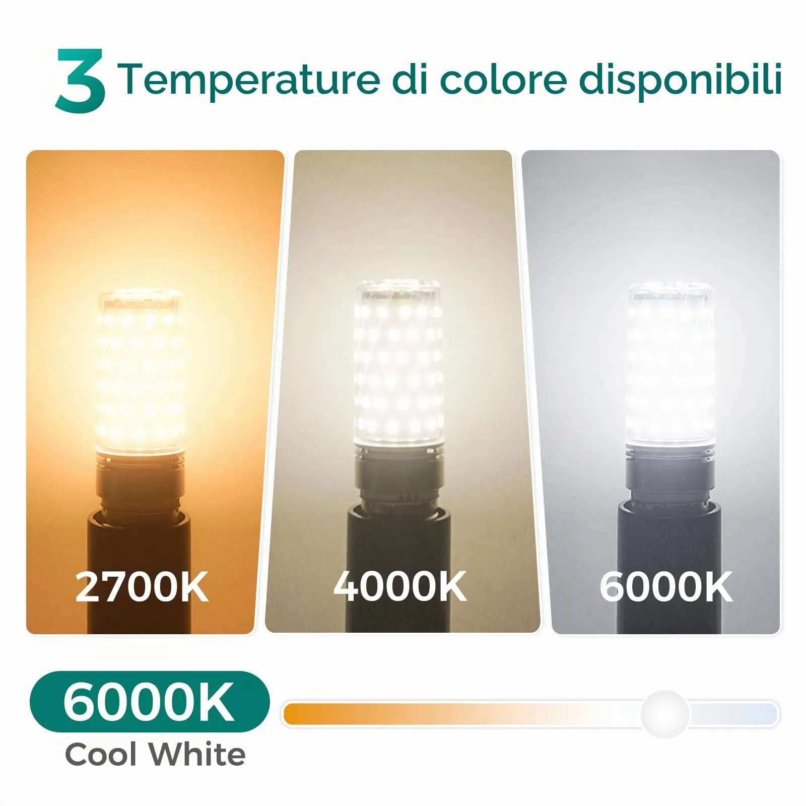DiCUNO Lampadina LED Mais E14 10W 6000K 1400lm, 2 Pezzi - immagine 6