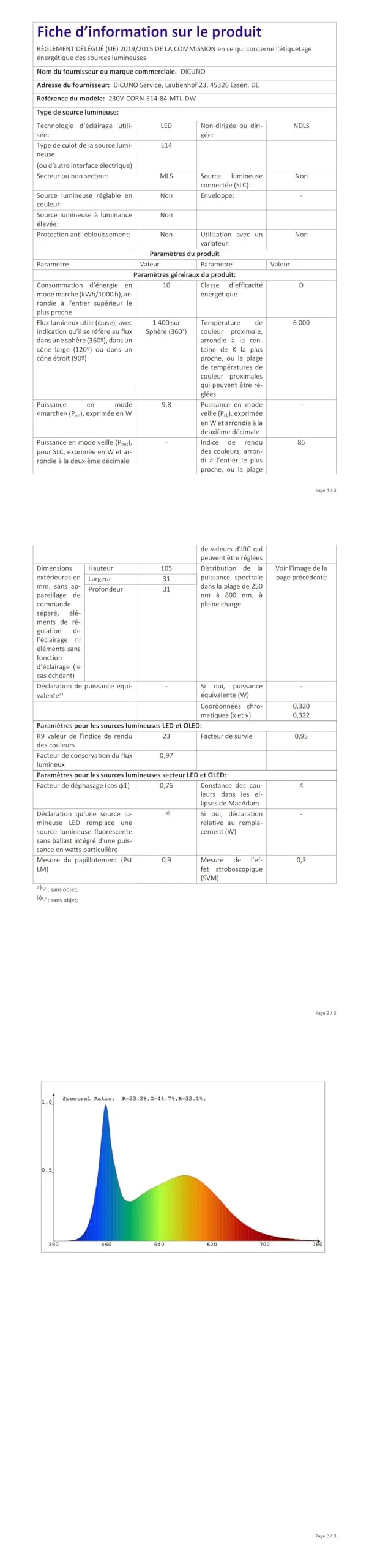 DiCUNO Lampadina LED Mais E14 10W 6000K 1400lm, 2 Pezzi - immagine 10