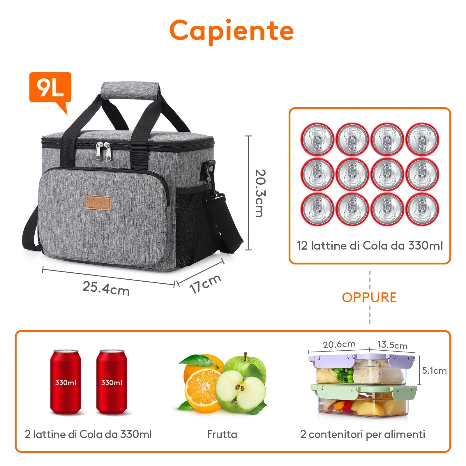 Lifewit Borsa Termica Porta Pranzo 9L - immagine 4