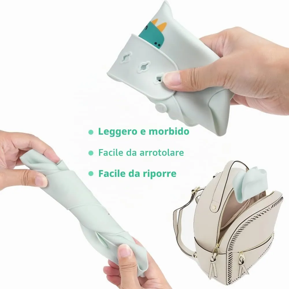 Vicloon Bavaglini 3D in Silicone con Tasca, 2 Pezzi, Escavatore e Dinosauro - immagine 4