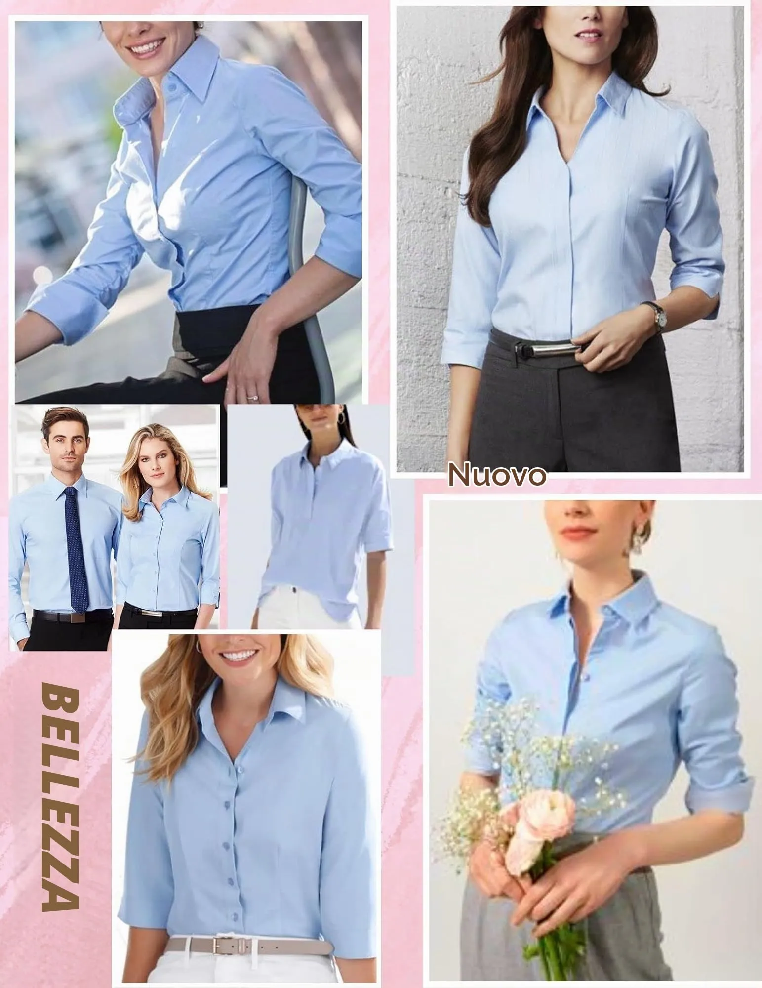 Hotouch Camicetta da Donna in Cotone Slim Fit, Manica 3/4, Scollo a V, Blu Mare, S - immagine 2