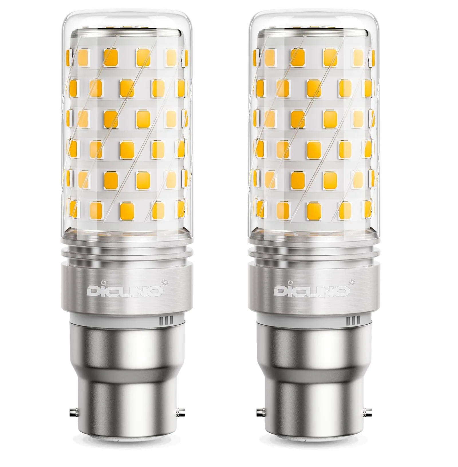DiCUNO Lampadina LED B22 10W, 2700K, 1350lm, 2 Pezzi - immagine 1