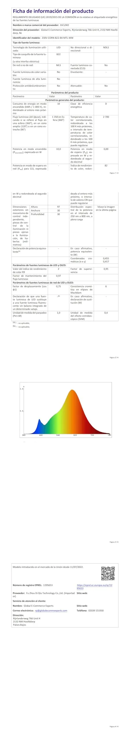 DiCUNO Lampadina LED B22 10W, 2700K, 1350lm, 2 Pezzi - immagine 9
