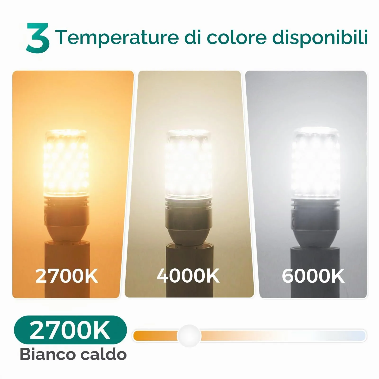 DiCUNO Lampadina LED E14 8W, 2700K, 1000lm, 4 Pezzi - immagine 6