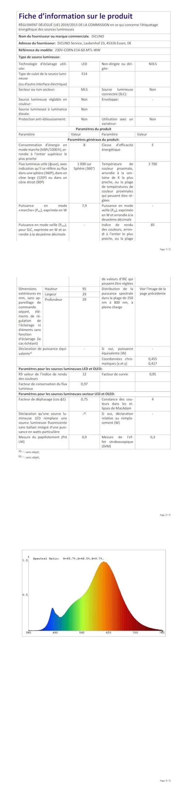 DiCUNO Lampadina LED E14 8W, 2700K, 1000lm, 4 Pezzi - immagine 10