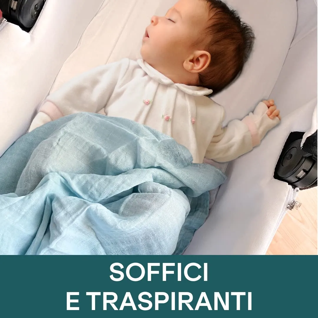 Koala Babycare Mussole Neonato 100% Cotone, 3 Pezzi 80x80cm, Blu - immagine 4