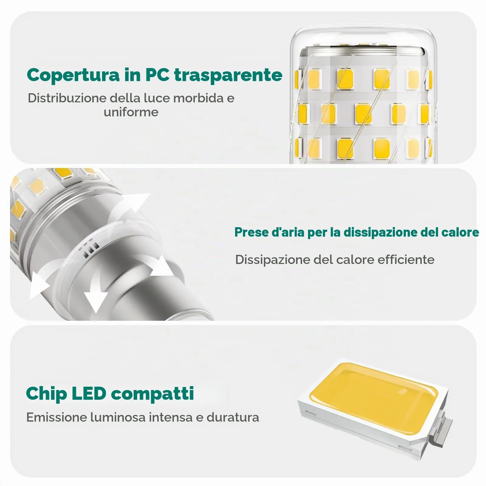 DiCUNO Lampadina LED B22 10W 4000K 1400lm, 4 Pezzi - immagine 5