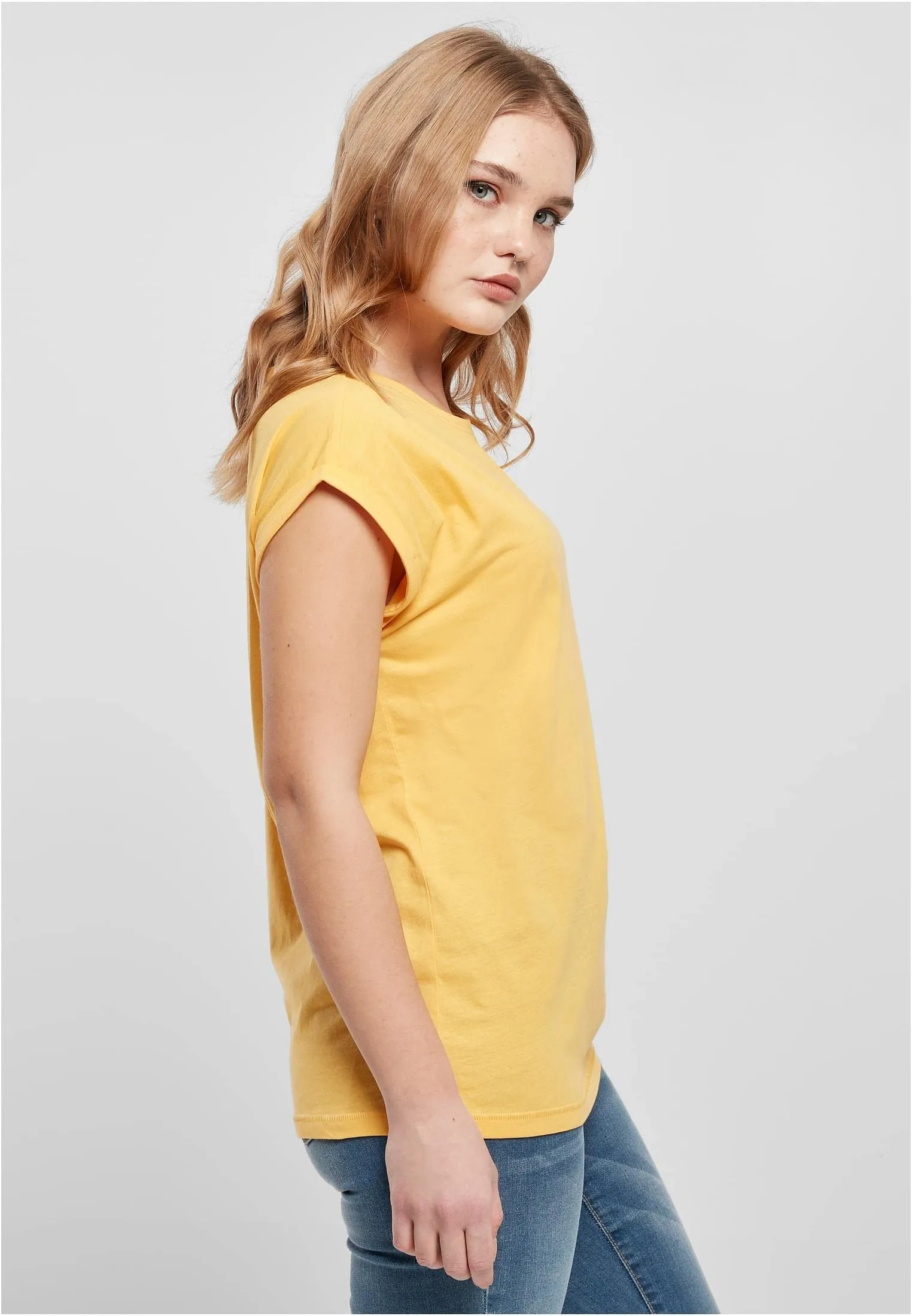 Urban Classics T-shirt da Donna con Manica Arrotolata in Cotone, Rosso Ciliegia, XXL - immagine 8