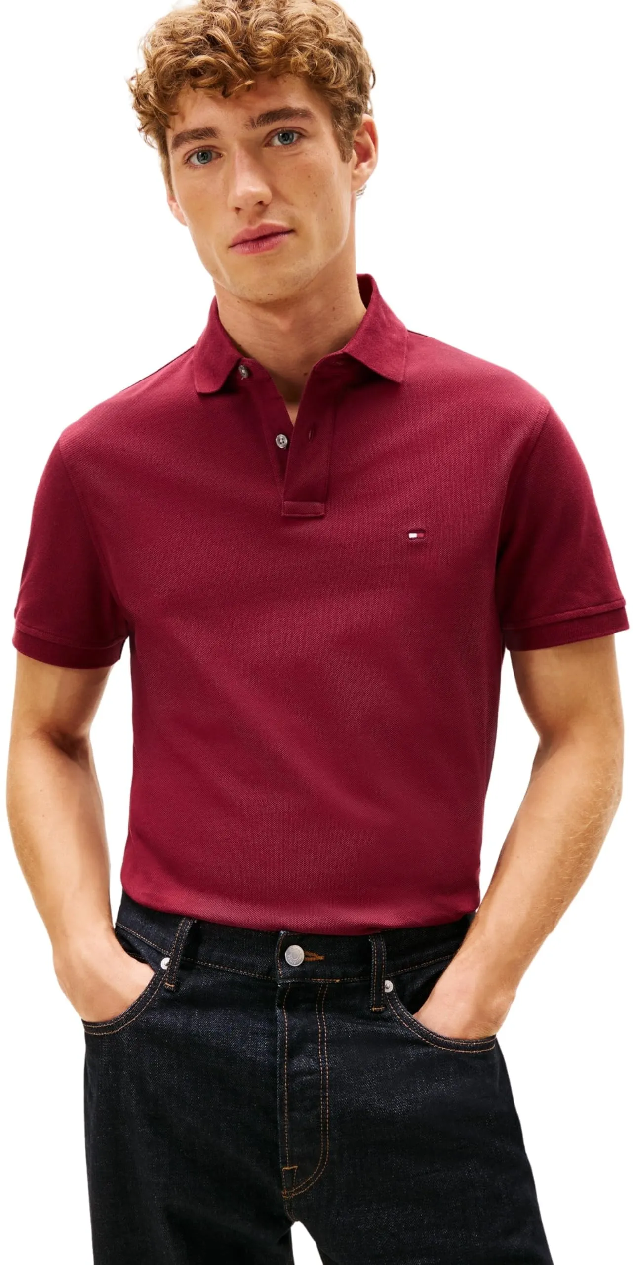 Tommy Hilfiger 1985 Regular Fit Polo Shirt, Burgundy, S - immagine 1