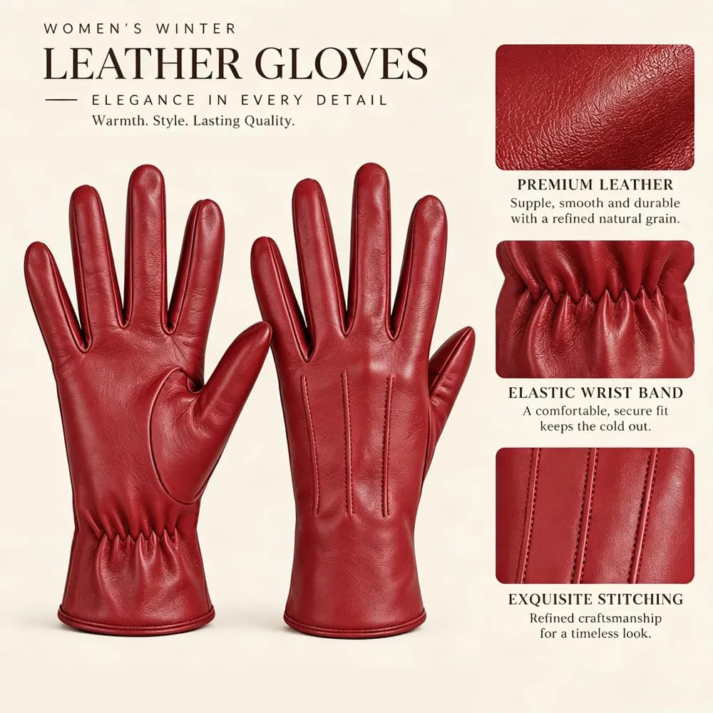 Harssidanzar Guanti Invernali Donna Touch Screen Vintage GL017EU Rosso XXL - immagine 6