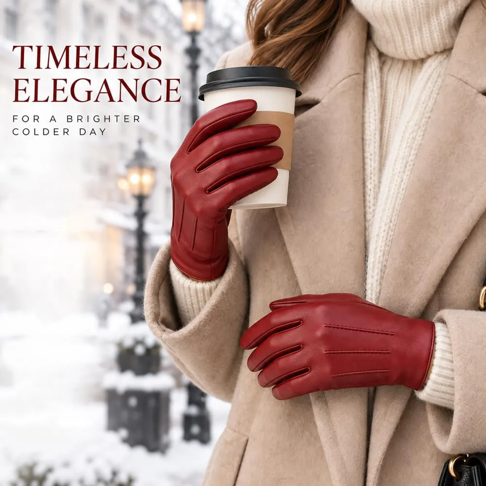 Harssidanzar Guanti Invernali Donna Touch Screen Vintage GL017EU Rosso XXL - immagine 7