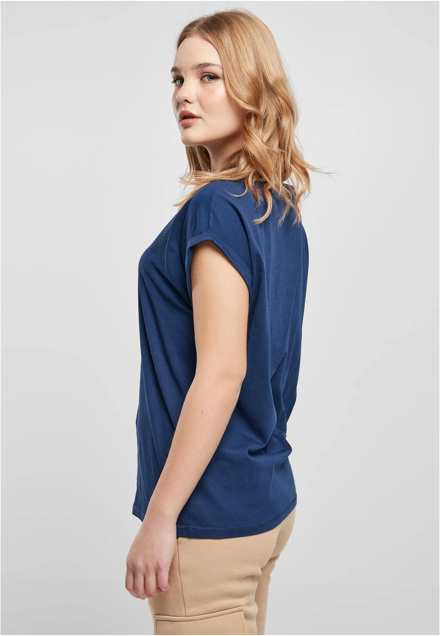 Urban Classics T-shirt da Donna con Manica Arrotolata in Cotone, Rosso Ciliegia, Taglia XXL - immagine 7