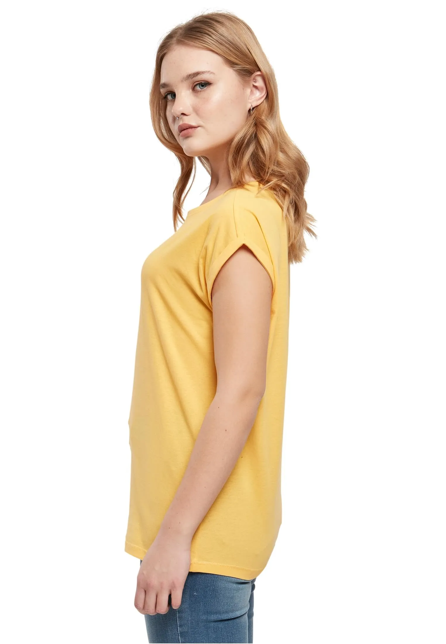 Urban Classics T-shirt da Donna con Manica Arrotolata in Cotone, Rosso Ciliegia, Taglia XXL - immagine 2