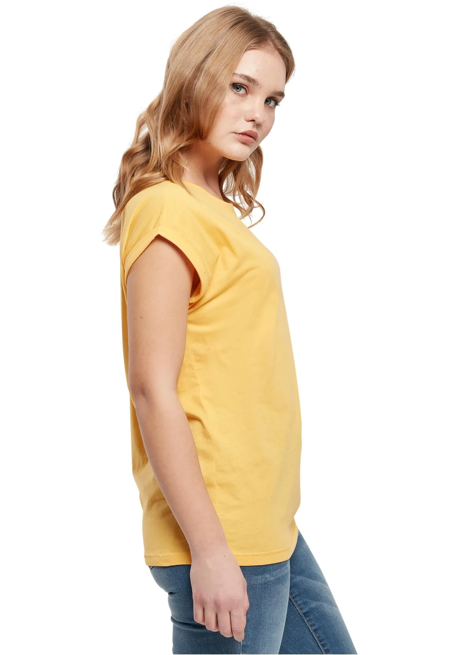 Urban Classics T-shirt da Donna con Manica Arrotolata in Cotone, Rosso Ciliegia, Taglia XXL - immagine 4