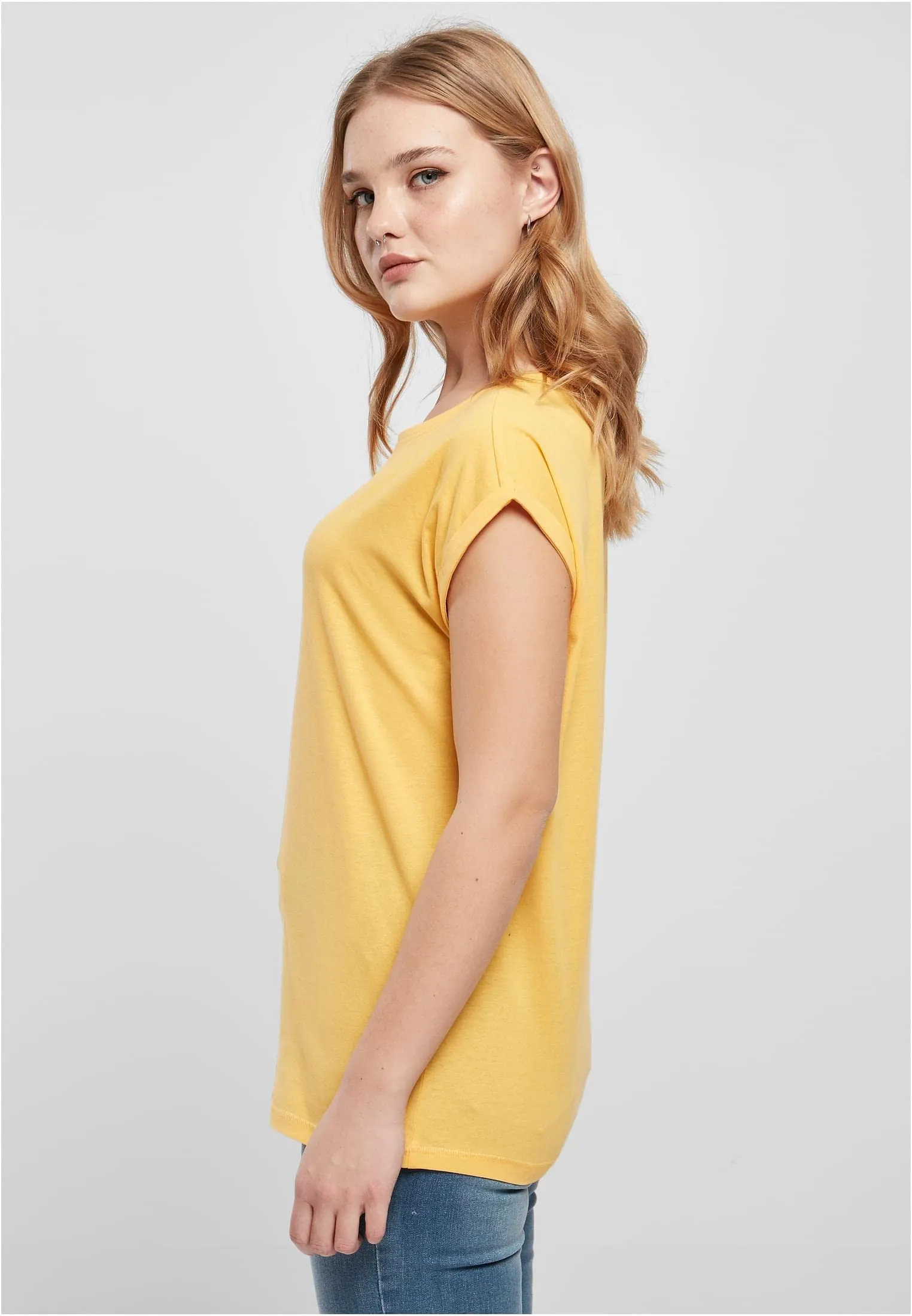 Urban Classics T-shirt da Donna con Manica Arrotolata in Cotone, Rosso Ciliegia, Taglia XXL - immagine 9