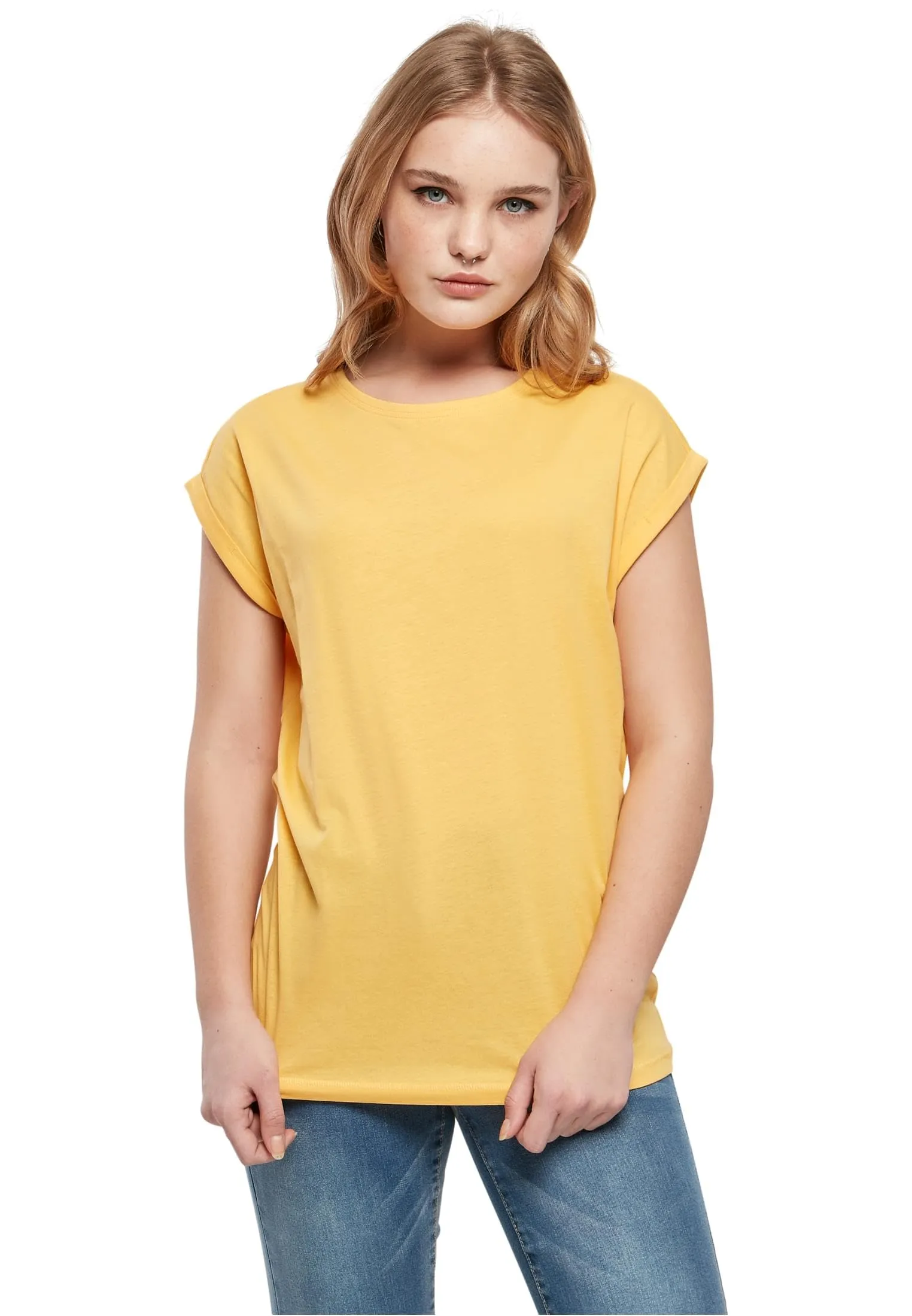 Urban Classics T-shirt da Donna con Manica Arrotolata in Cotone, Rosso Ciliegia, Taglia XXL - immagine 1