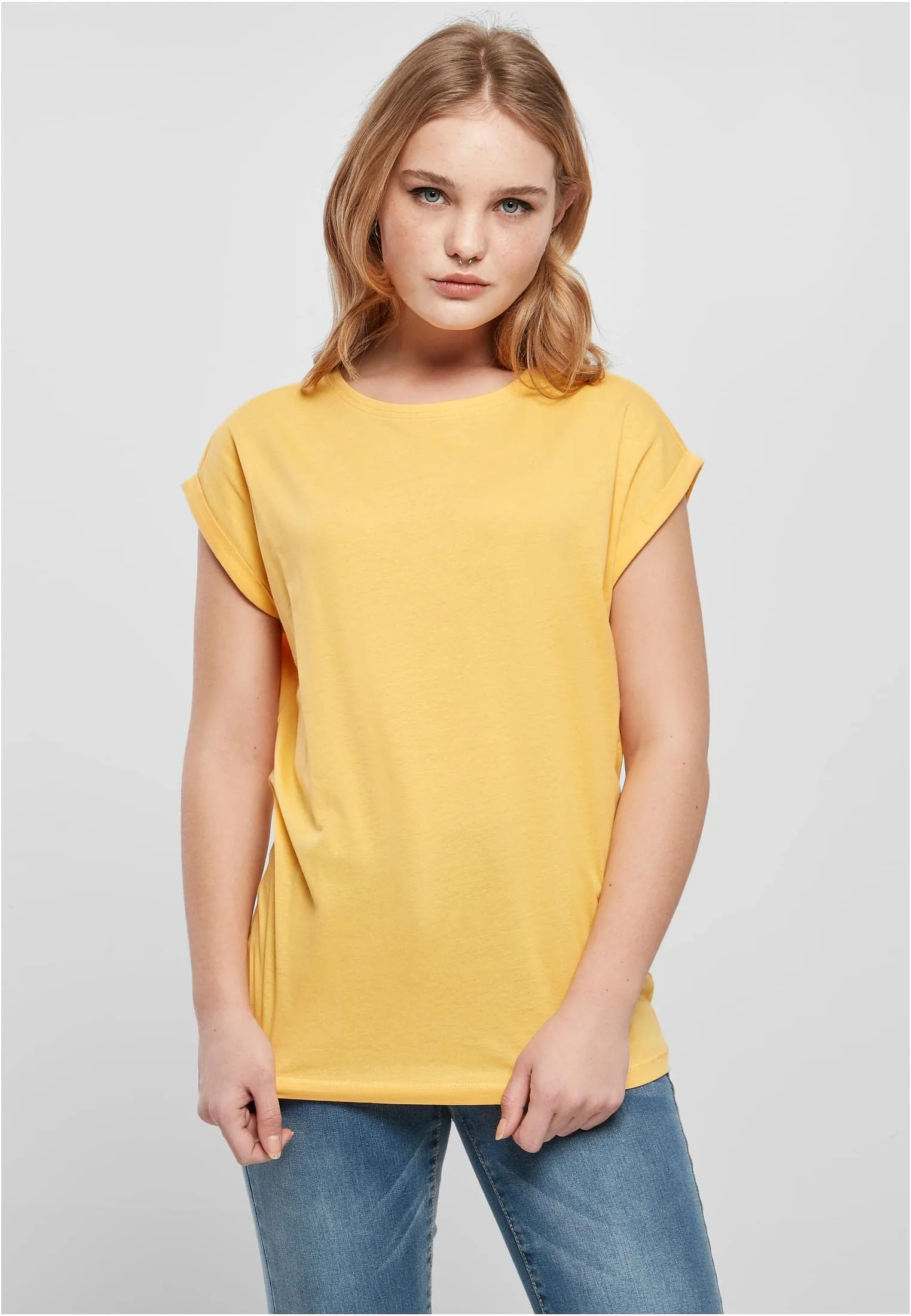 Urban Classics T-shirt da Donna con Manica Arrotolata in Cotone, Rosso Ciliegia, Taglia XXL - immagine 3