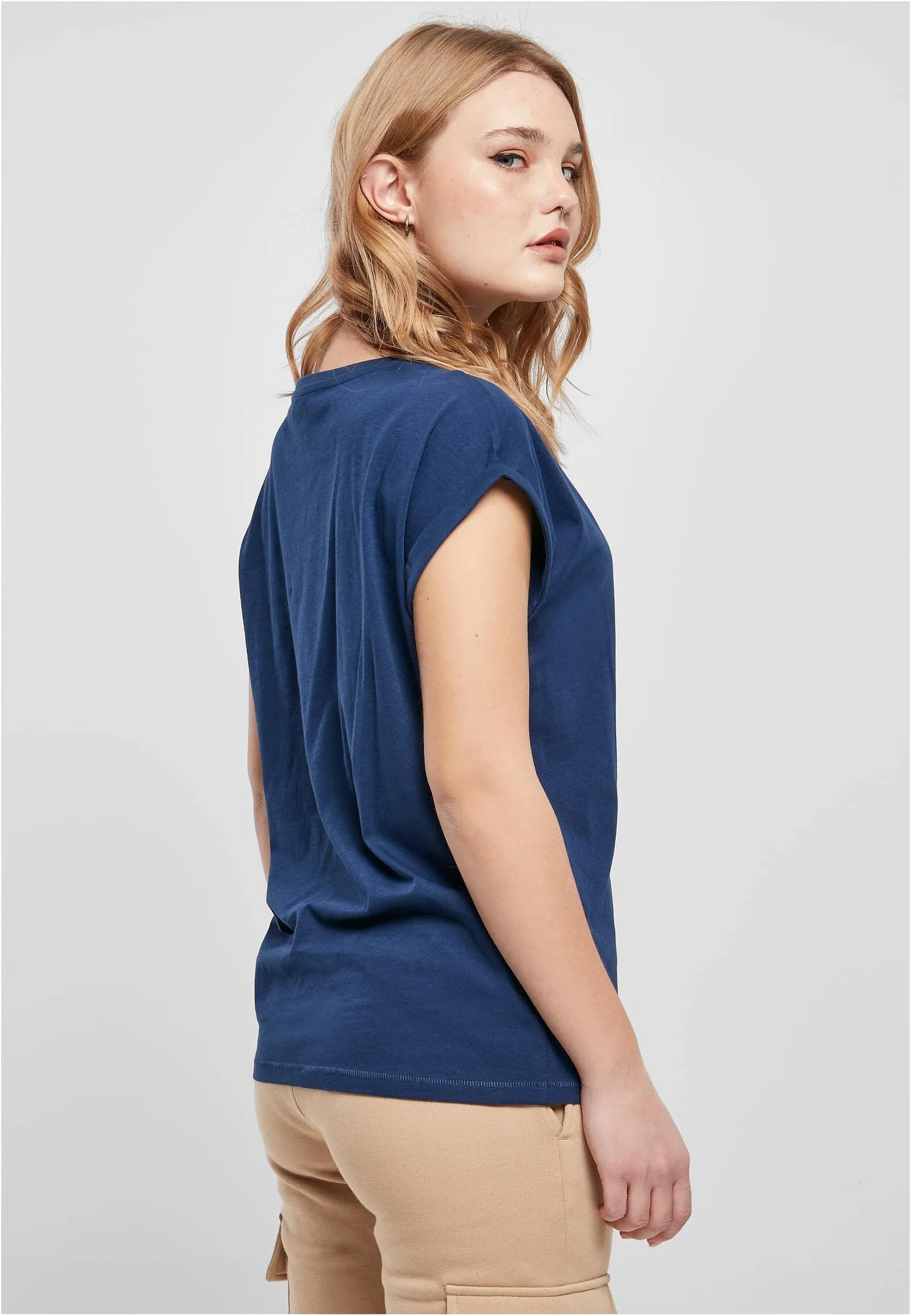 Urban Classics T-shirt da Donna con Manica Arrotolata in Cotone, Rosso Ciliegia, Taglia XXL - immagine 8