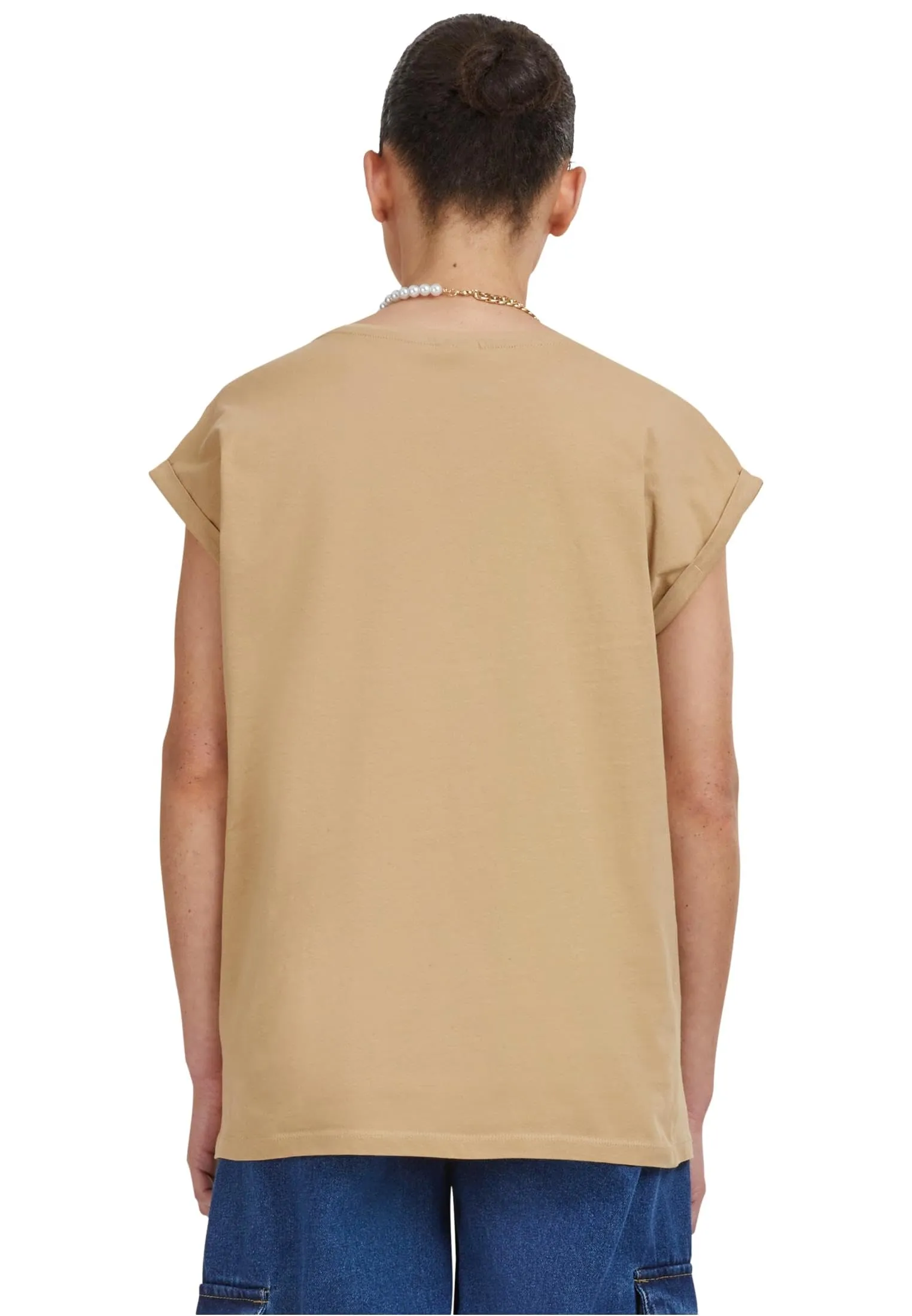 Urban Classics T-shirt da Donna con Manica Arrotolata in Cotone, Rosso Ciliegia, Taglia XXL - immagine 3